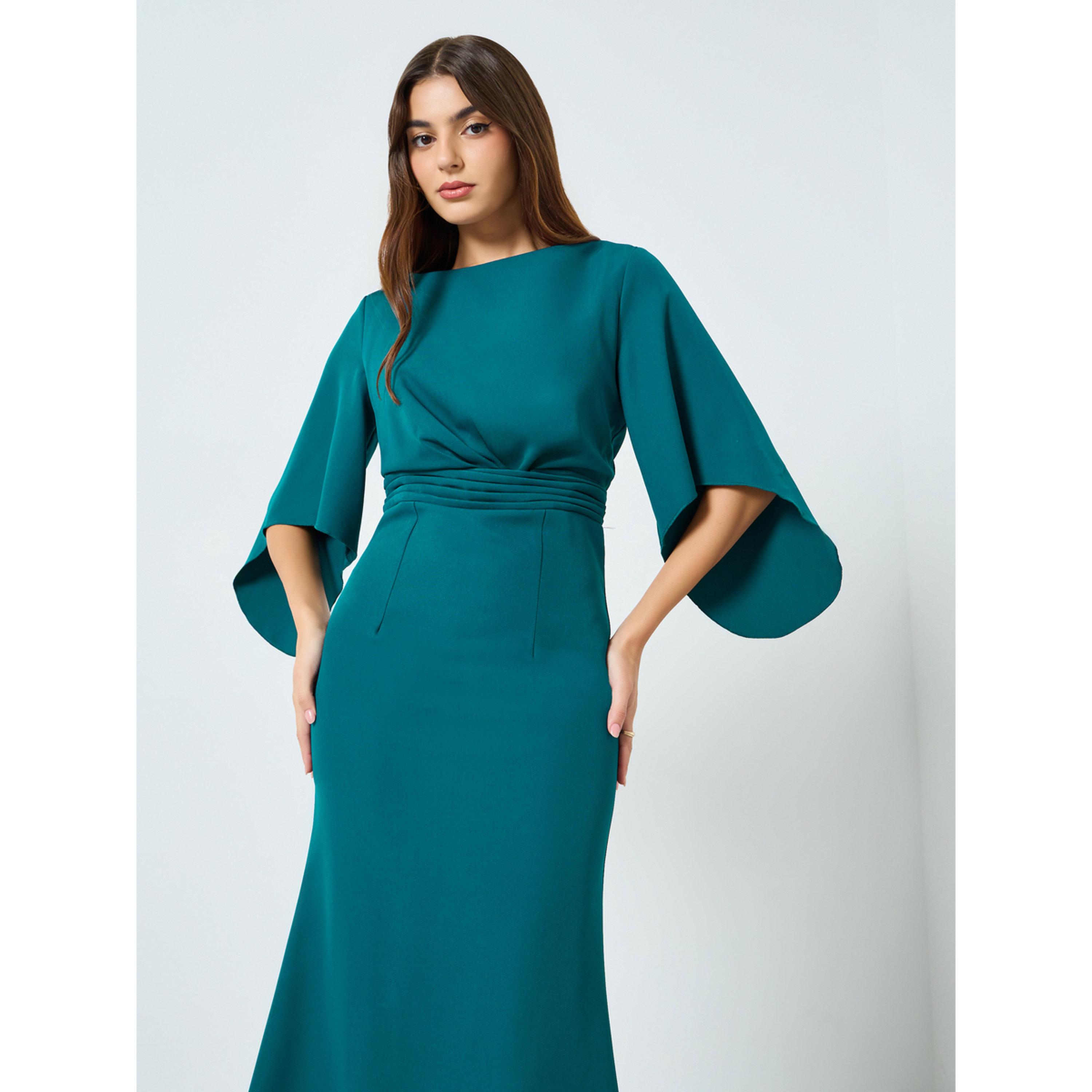 فستان طويل بحافة واسعة وأكمام واسعة-women-clothing-dresses-image-2