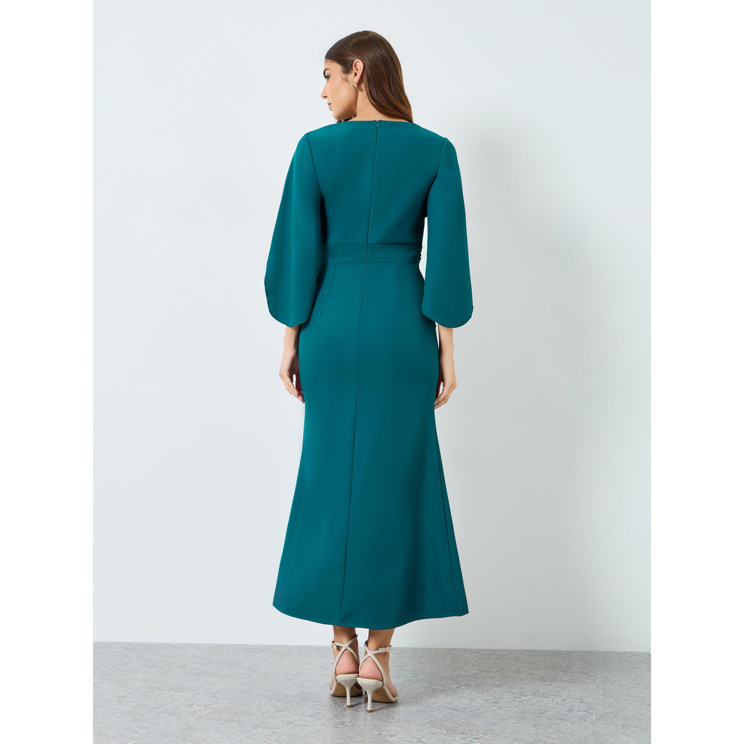 فستان طويل بحافة واسعة وأكمام واسعة-women-clothing-dresses-image-3