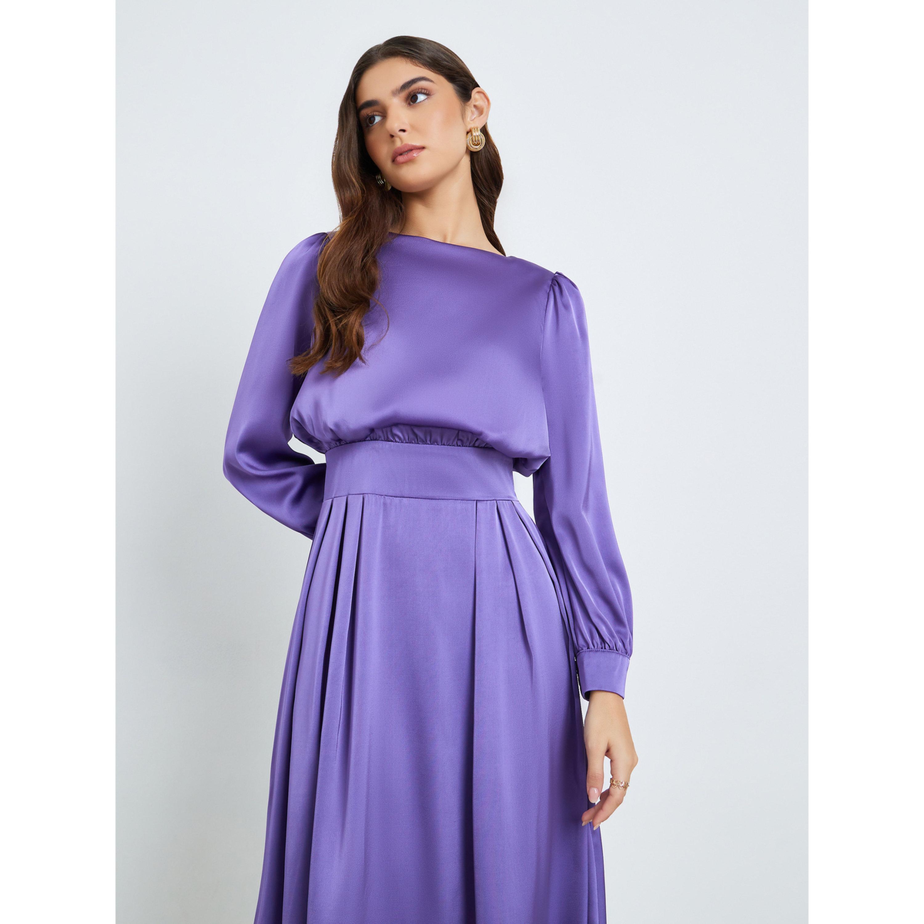 فستان طويل مكسر بحافة واسعة-women-clothing-dresses-image-2