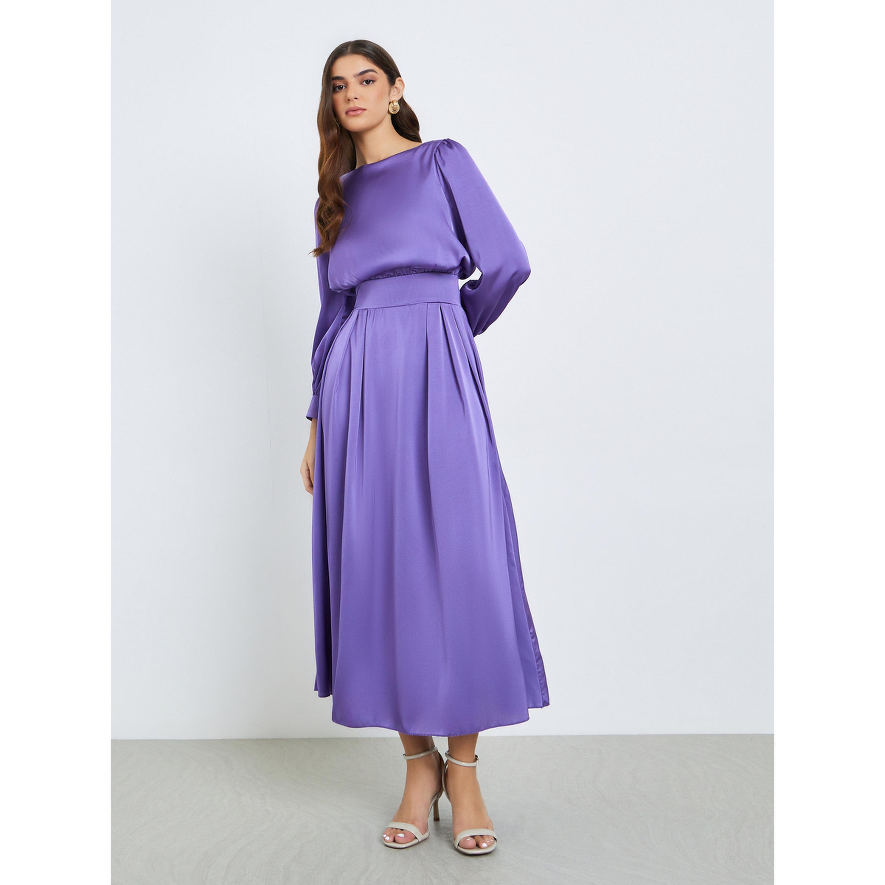 فستان طويل مكسر بحافة واسعة-women-clothing-dresses-image-3