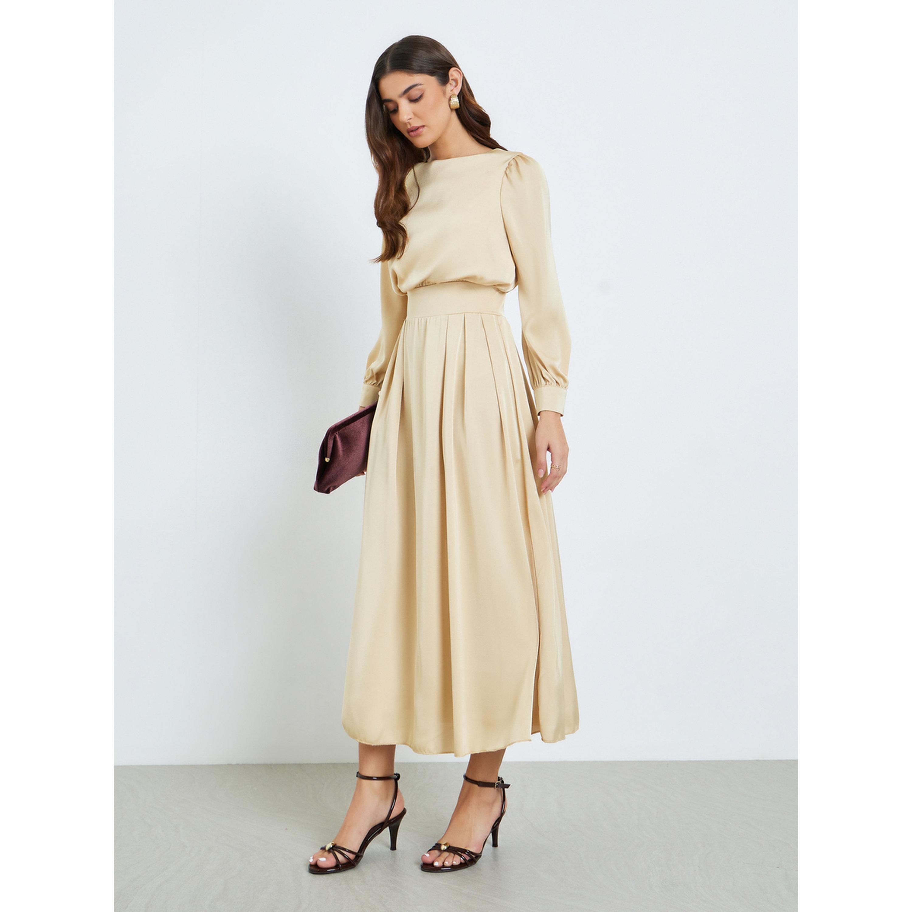 فستان طويل مكسر بحافة واسعة-women-clothing-dresses-image-3