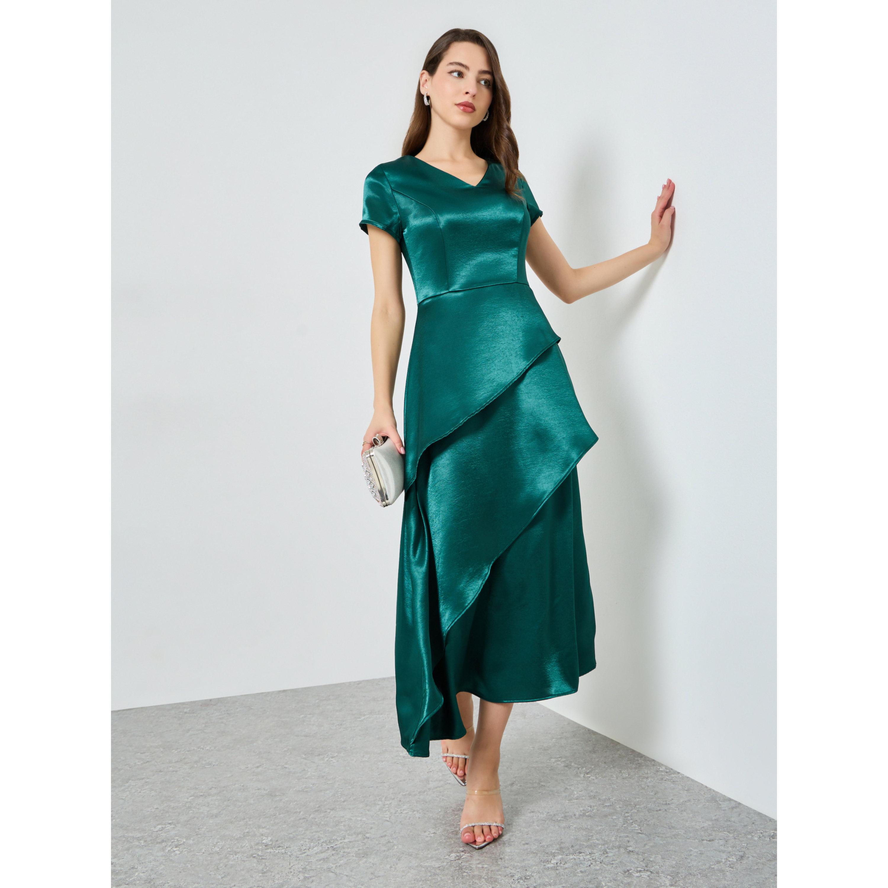 فستان طويل ساتان بتصميم طبقات-women-clothing-dresses-image-1