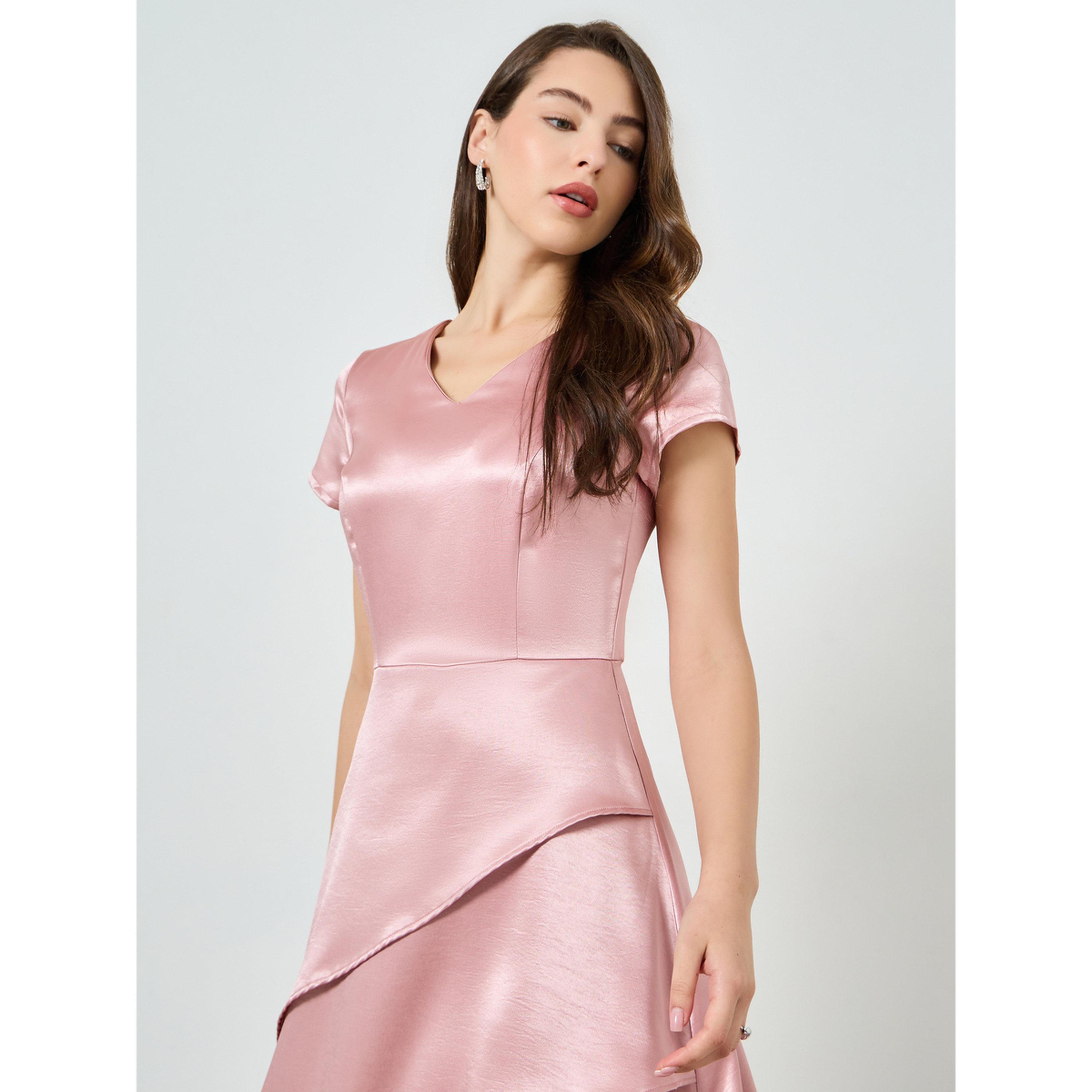 Styli Women Pink Satin Layered Maxi Dress-women-clothing-dresses-image-2