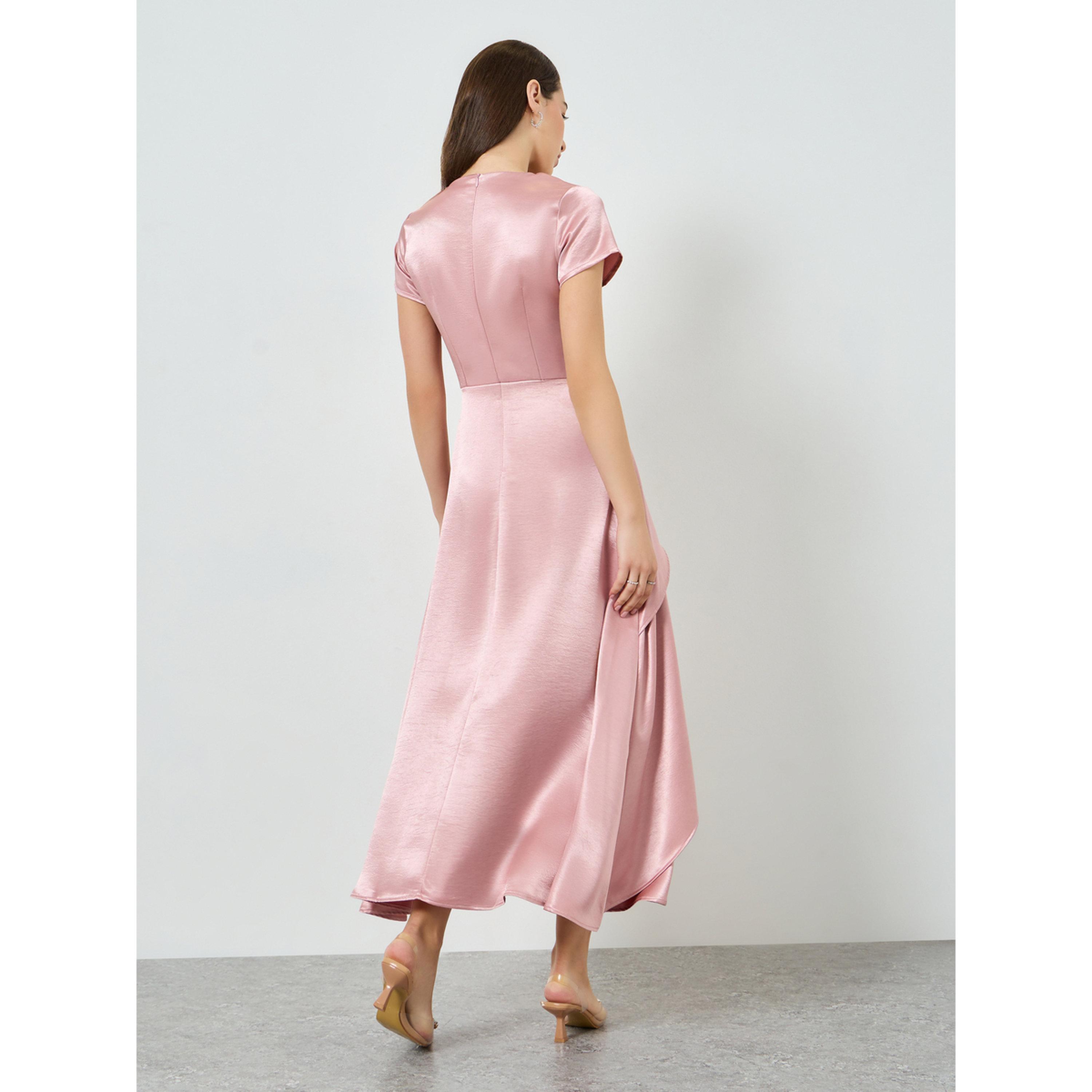 Styli Women Pink Satin Layered Maxi Dress-women-clothing-dresses-image-4
