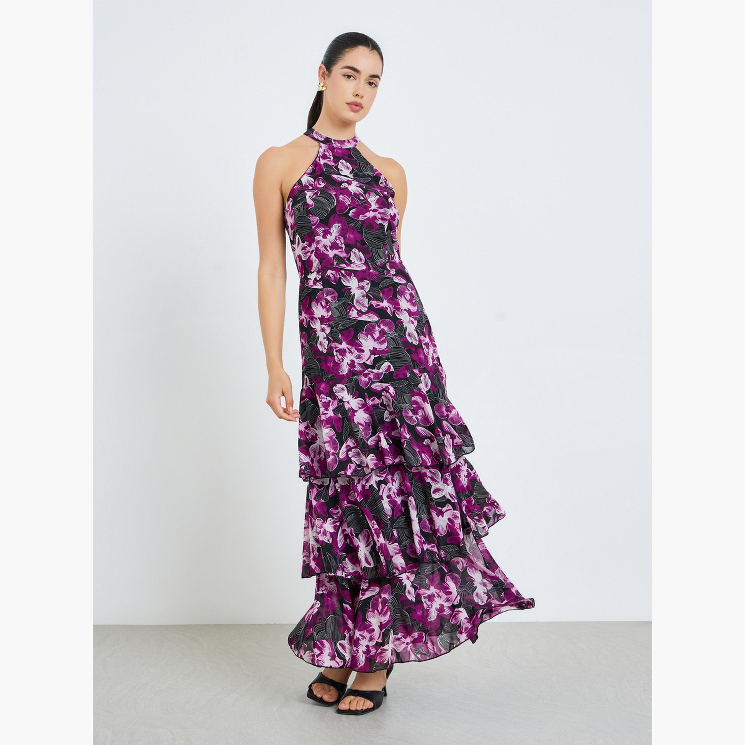 فستان طويل بطبقات وطبعة أزهار للنساء-women-clothing-dresses-image-1