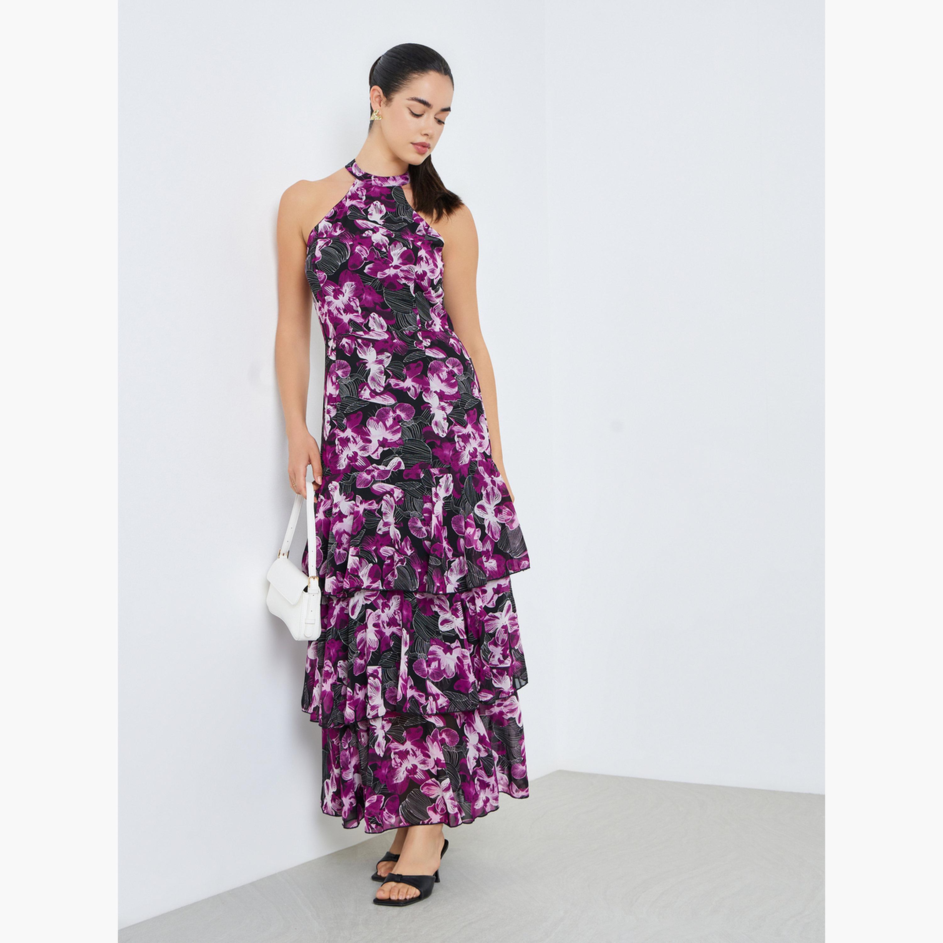 فستان طويل بطبقات وطبعة أزهار للنساء-women-clothing-dresses-image-3