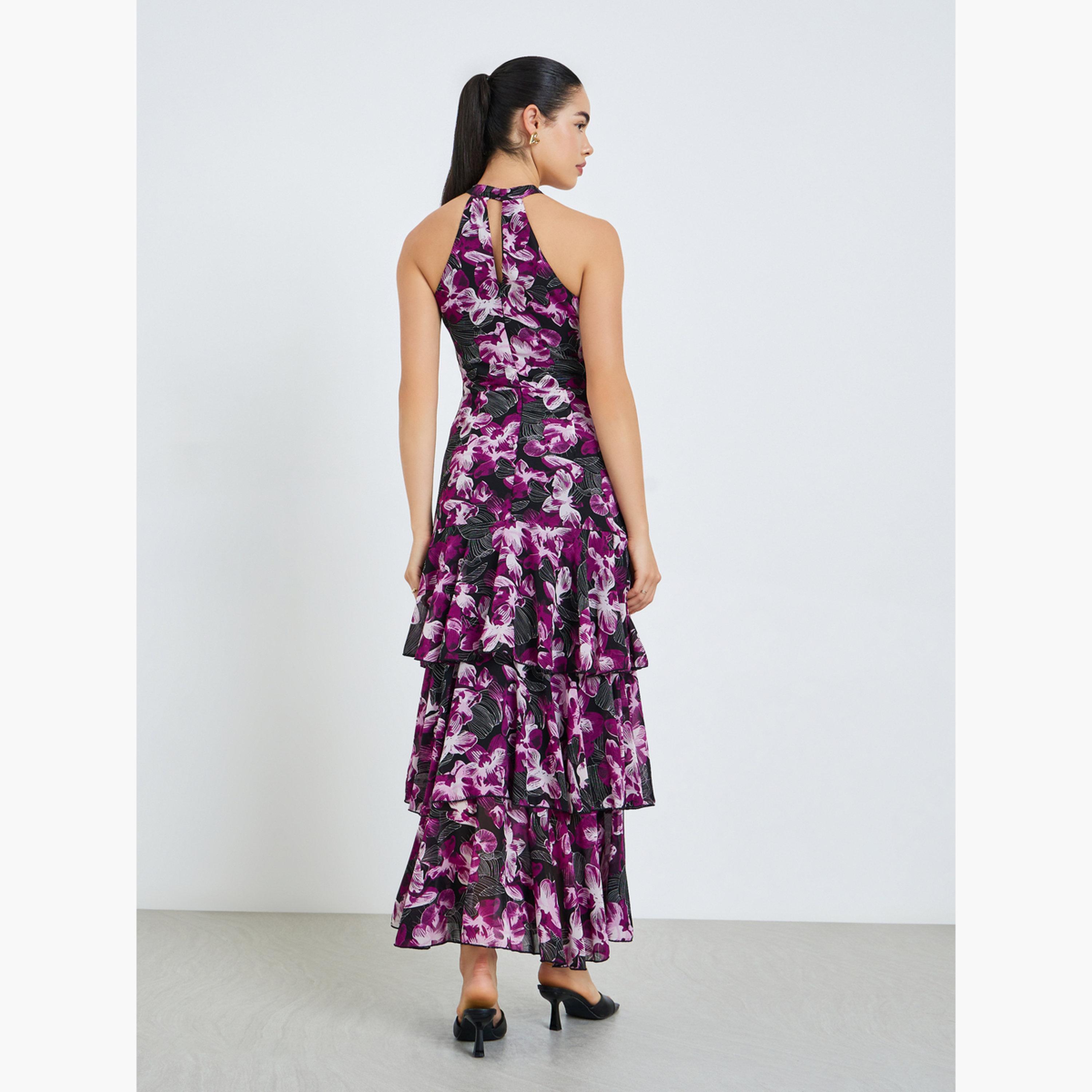 فستان طويل بطبقات وطبعة أزهار للنساء-women-clothing-dresses-image-4