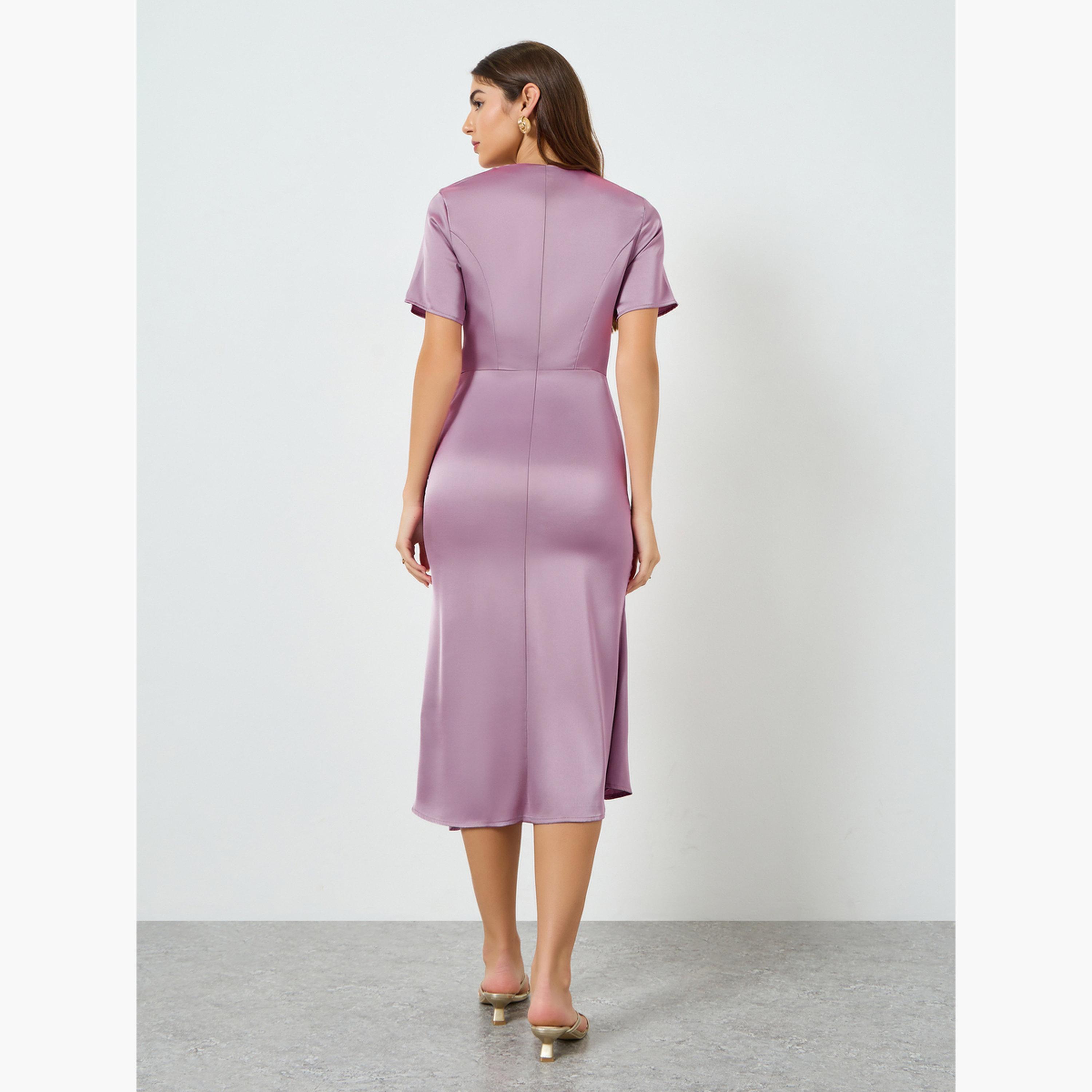 فستان ميدي بتفاصيل كشكش للنساء-women-clothing-dresses-image-4
