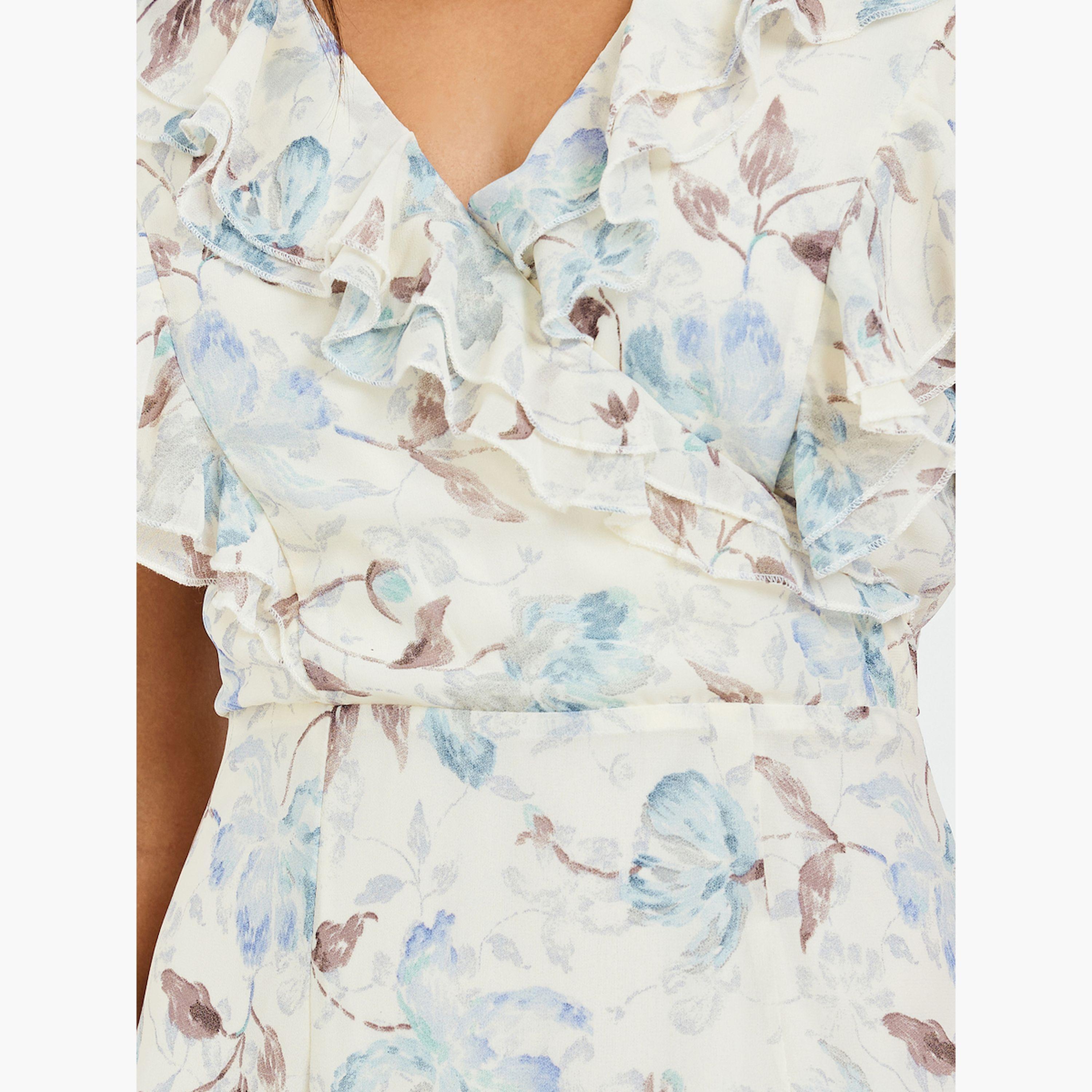 فستان طويل بطبعة زهور وتفاصيل كشكش-women-clothing-dresses-image-5