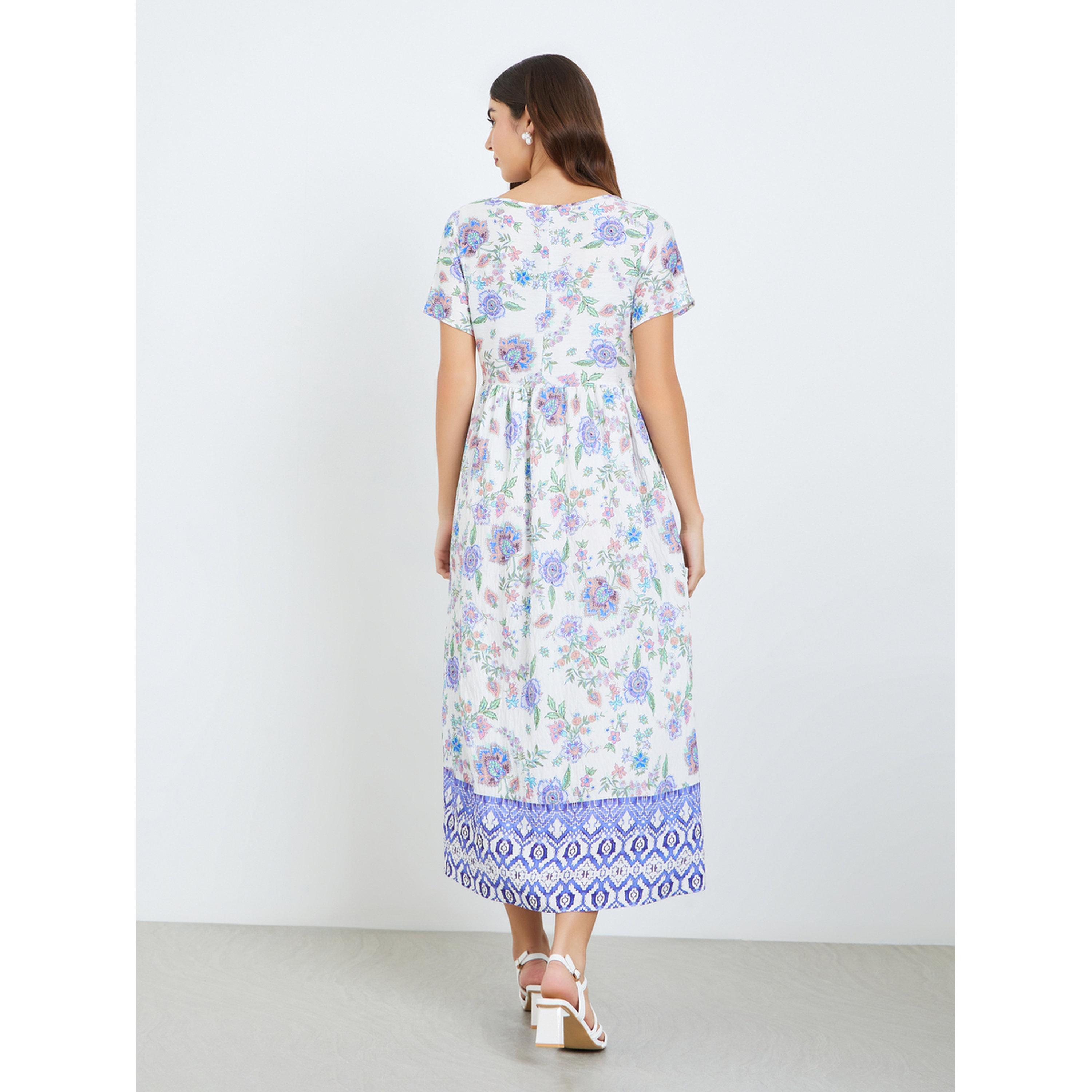 فستان ميدي بطبعة زهور وحافة واسعة-women-clothing-dresses-image-4