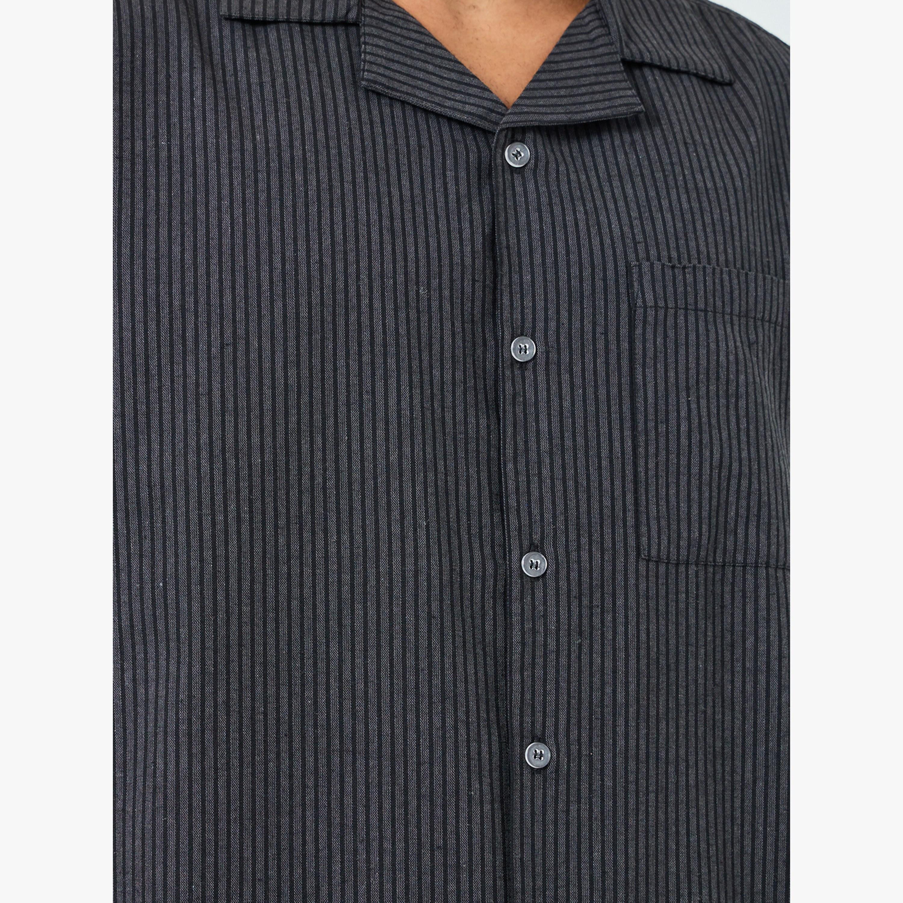مجموعة من قميص قطن مخطط وشورت للرجال-men-clothing-nightwear-sets-image-6