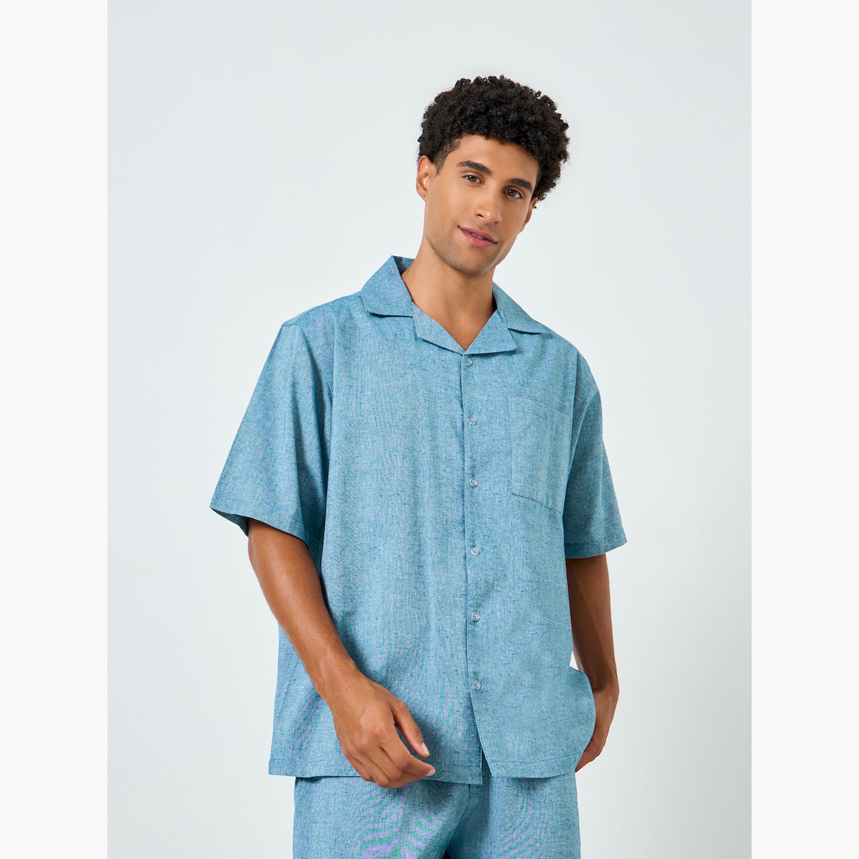 طقم بيجاما من بنطال وقميص قطن بقصة مريحة-men-clothing-nightwear-sets-image-2