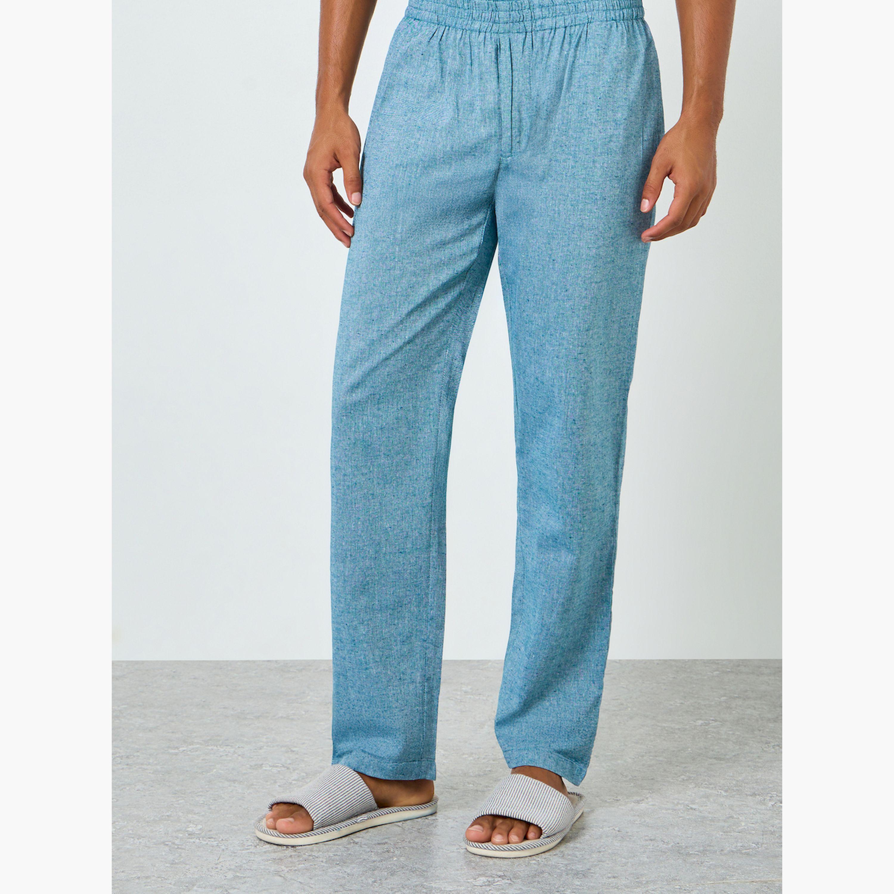 طقم بيجاما من بنطال وقميص قطن بقصة مريحة-men-clothing-nightwear-sets-image-4