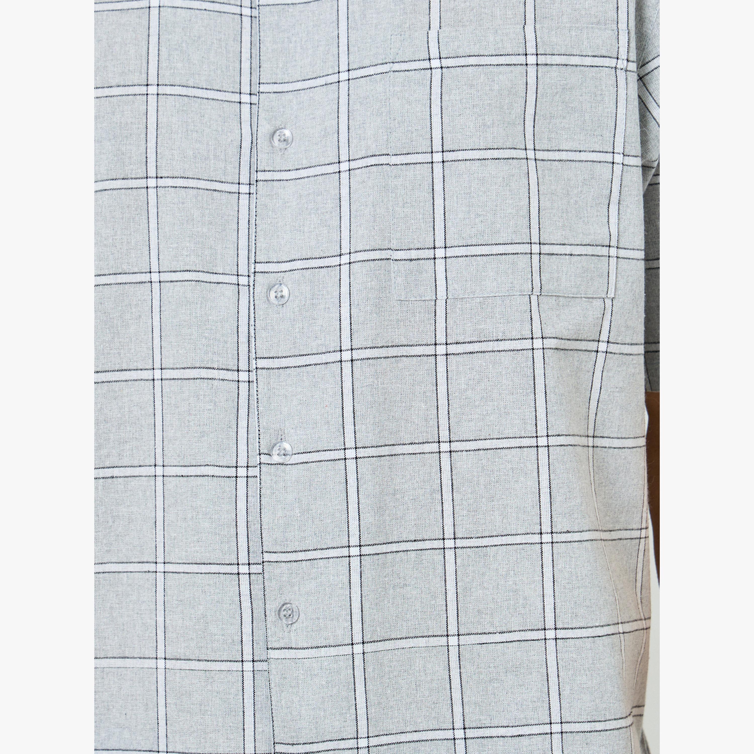 Styli Grey Relaxed Checked Cotton Shirt and Pyjama Set-men-clothing-nightwear-sets-image-5
