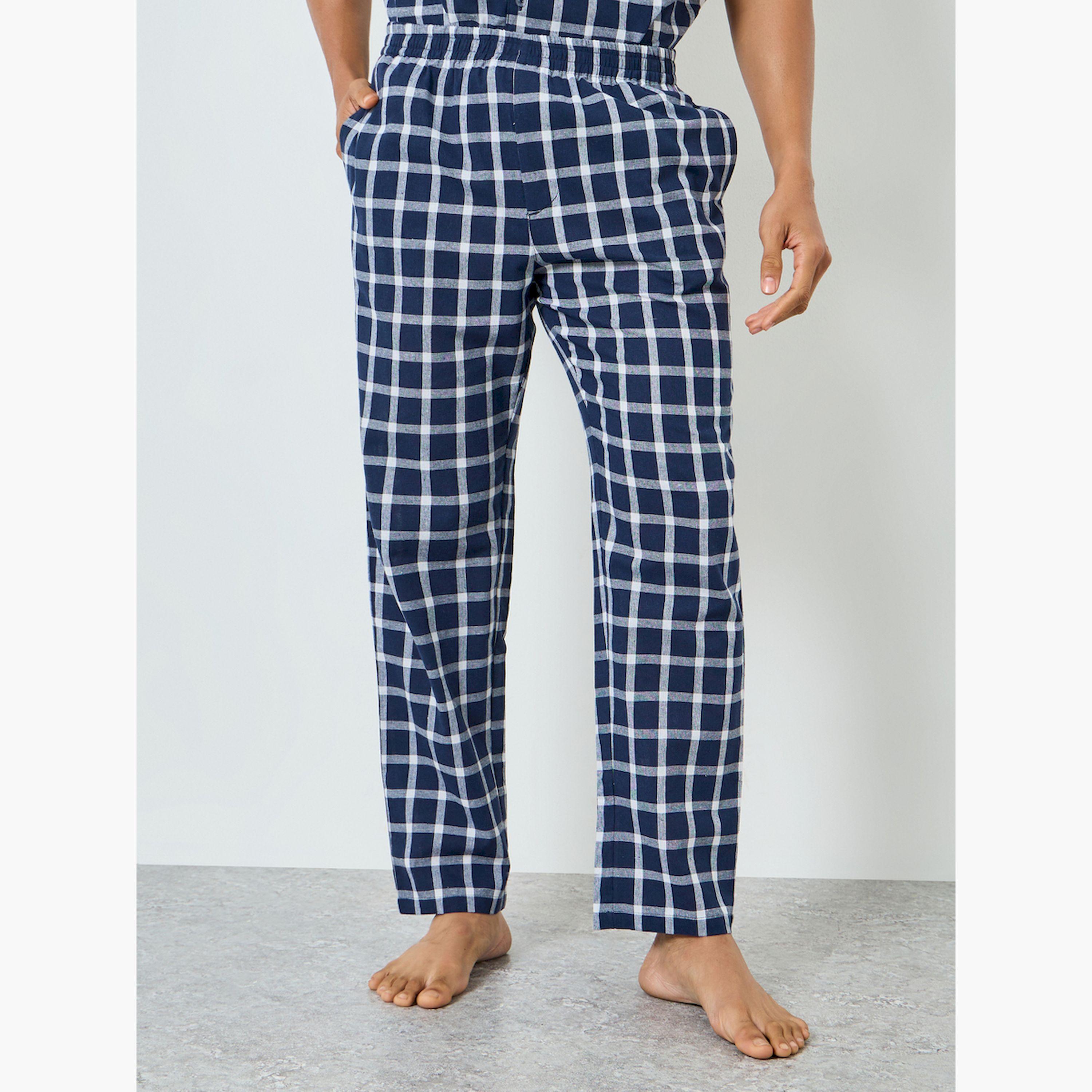 Styli Relaxed Checked Short sleeve Shirt and Pyjama Set-men-clothing-nightwear-sets-image-5