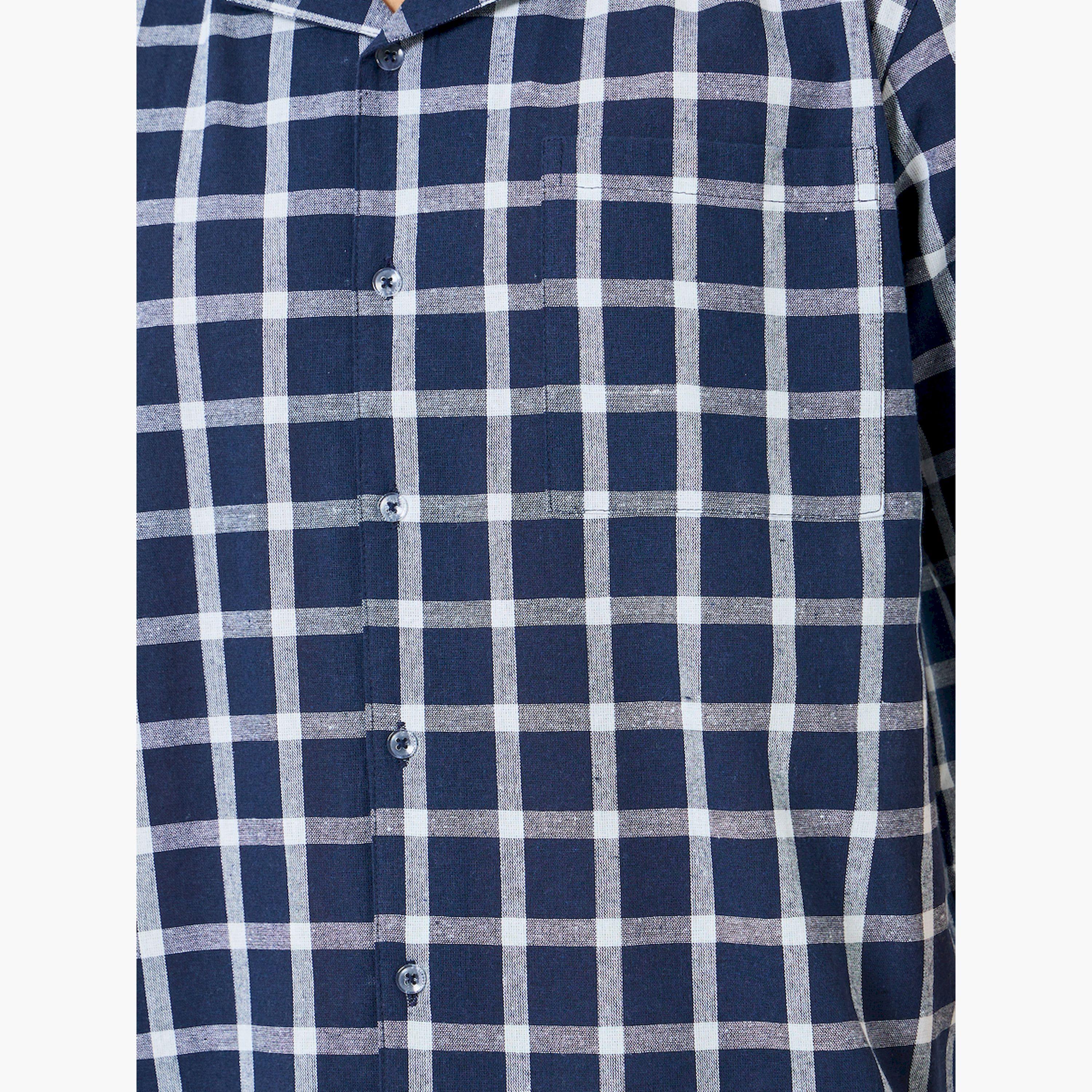 Styli Relaxed Checked Short sleeve Shirt and Pyjama Set-men-clothing-nightwear-sets-image-6