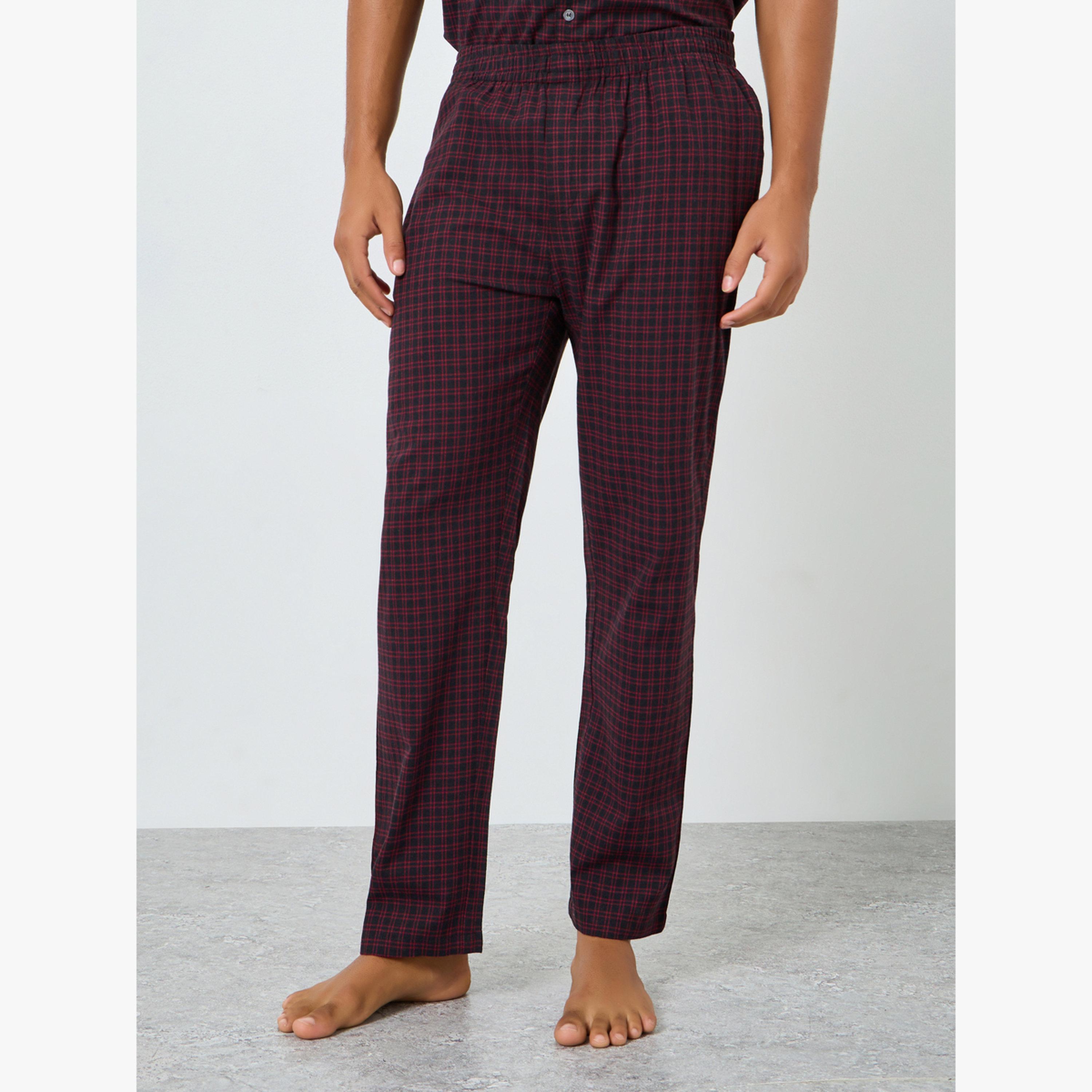 Styli Men Checkered Relaxed Fit Cotton Shirt and Pyjama Set-men-clothing-nightwear-sets-image-4