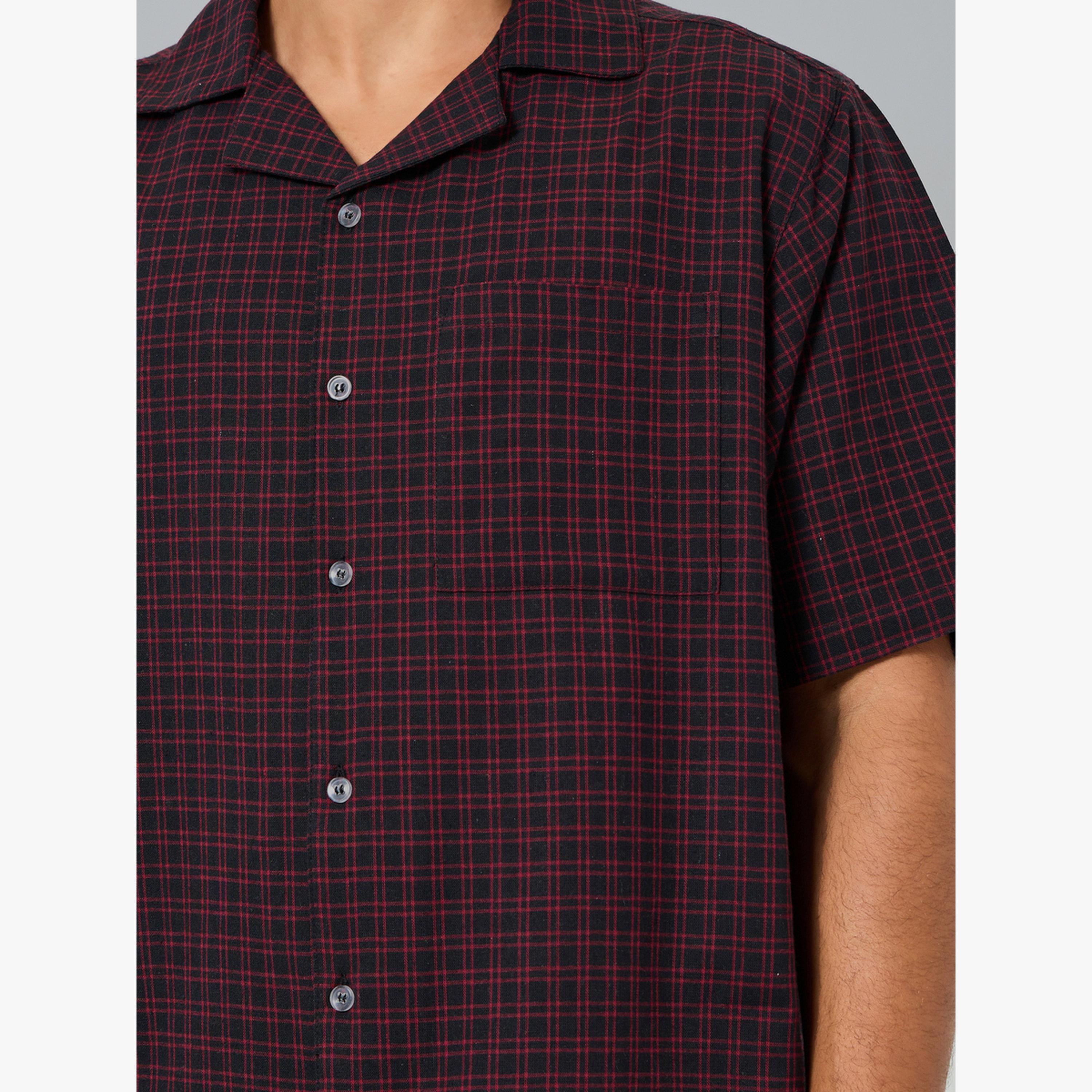 مجموعة من قميص قطن مربعات قصة مريحة وبيجاما للرجال-men-clothing-nightwear-sets-image-5