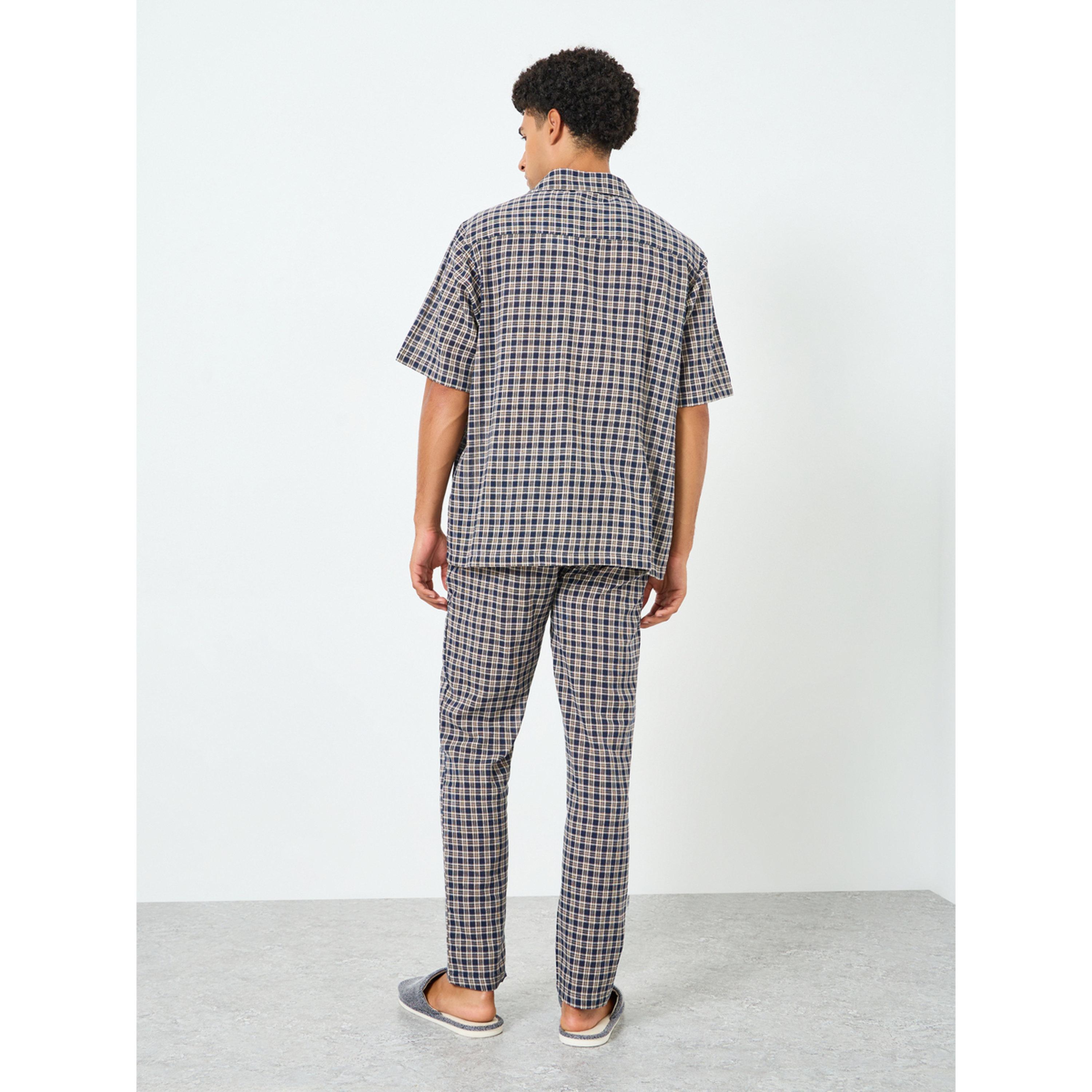 Styli Men Checked Cotton Relaxed Shirt and Pyjama Set-men-clothing-nightwear-sets-image-4