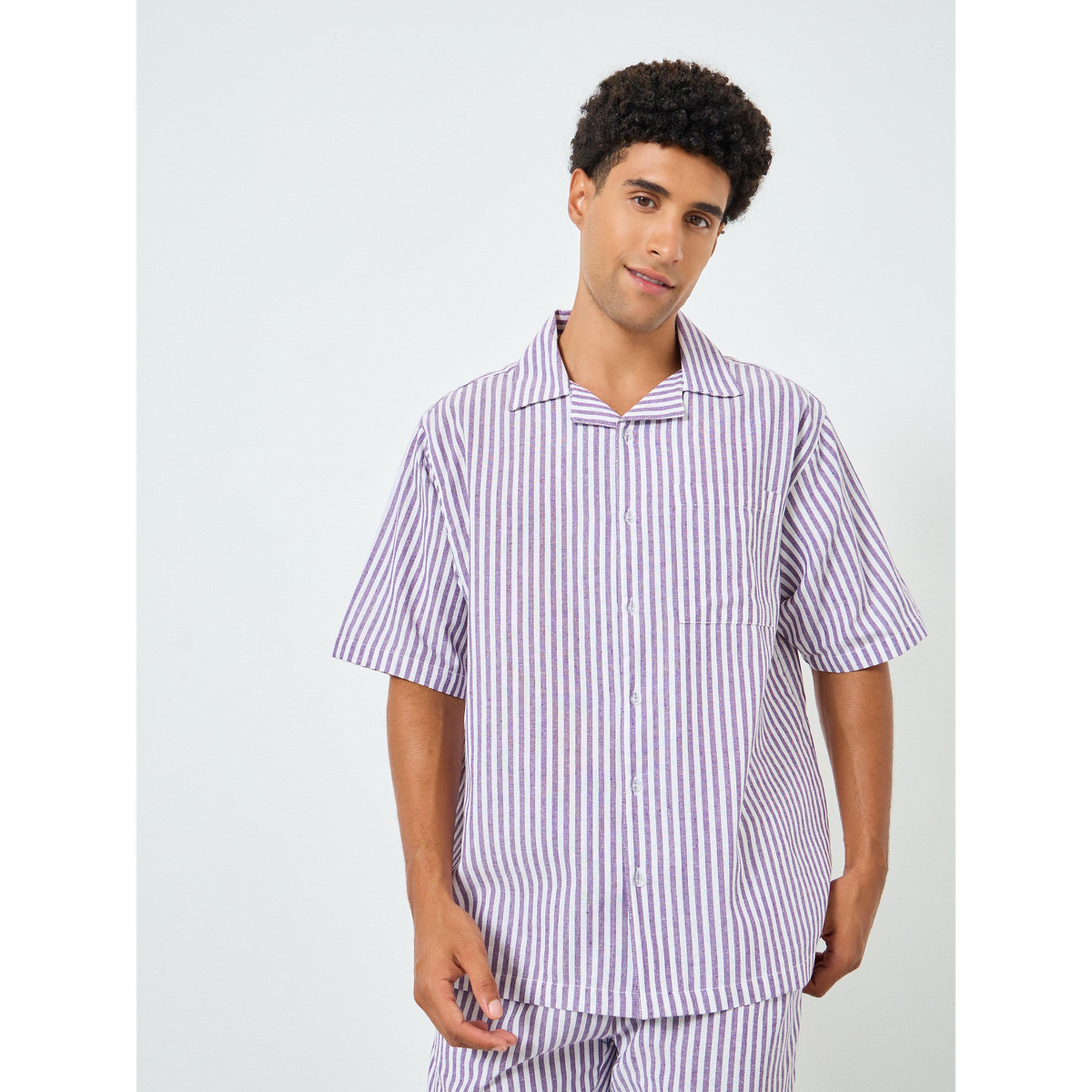 Styli Men Striped Cotton Relaxed Shirt and Pyjama Set-men-clothing-nightwear-sets-image-3