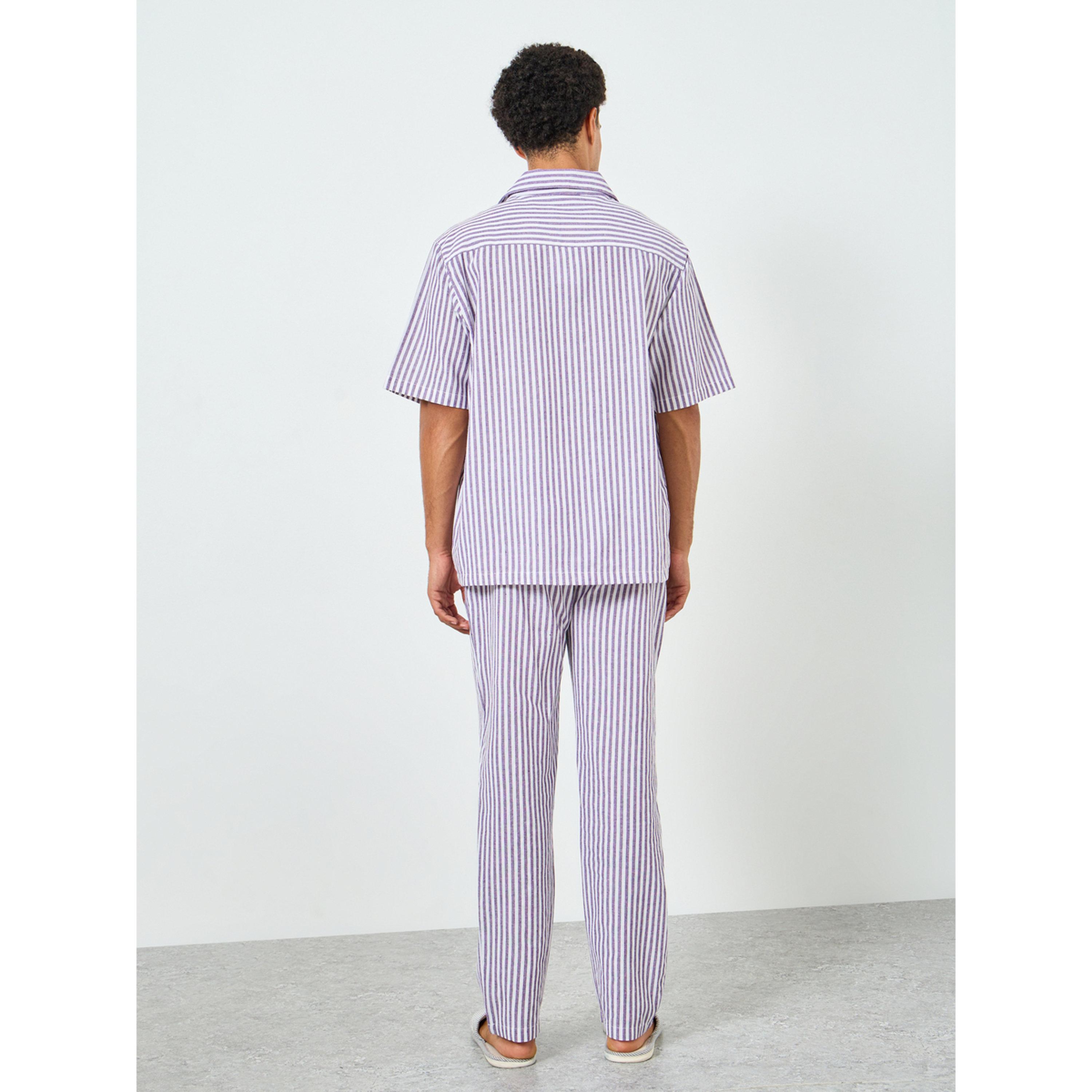 Styli Men Striped Cotton Relaxed Shirt and Pyjama Set-men-clothing-nightwear-sets-image-4