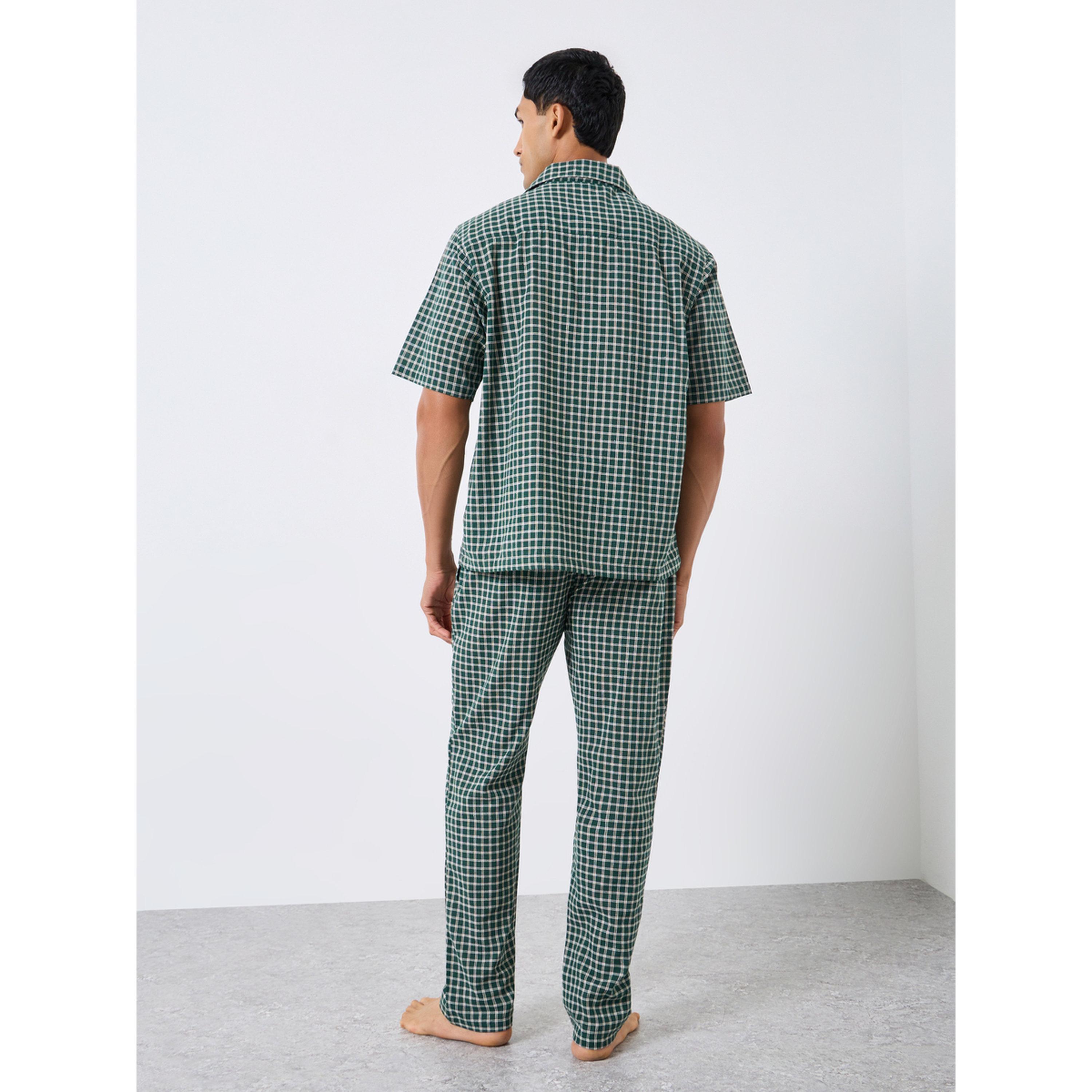 Styli Men Checked Cotton Relaxed Shirt and Pyjama Set-men-clothing-nightwear-sets-image-3
