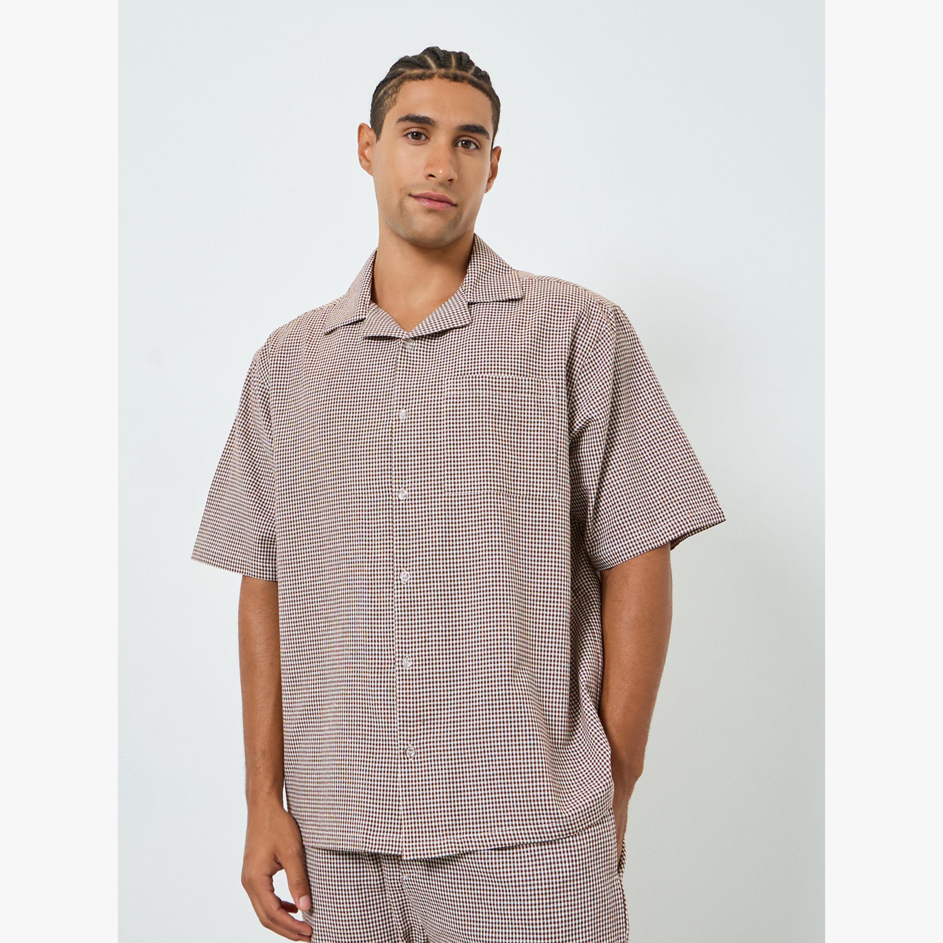 Styli Men Checkered Relaxed Fit Cotton Shirt and Pyjama Set-men-clothing-nightwear-sets-image-3