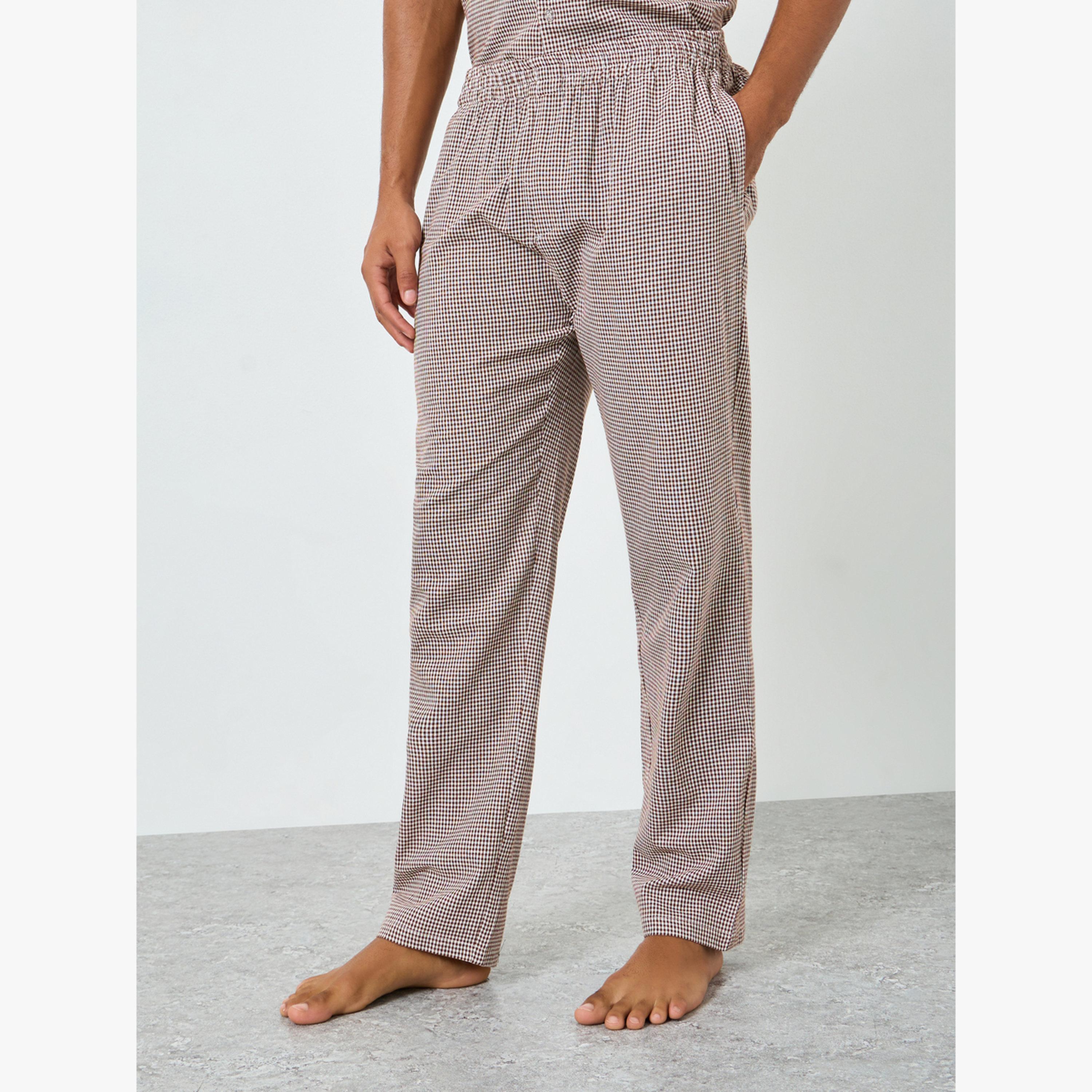 Styli Men Checkered Relaxed Fit Cotton Shirt and Pyjama Set-men-clothing-nightwear-sets-image-5