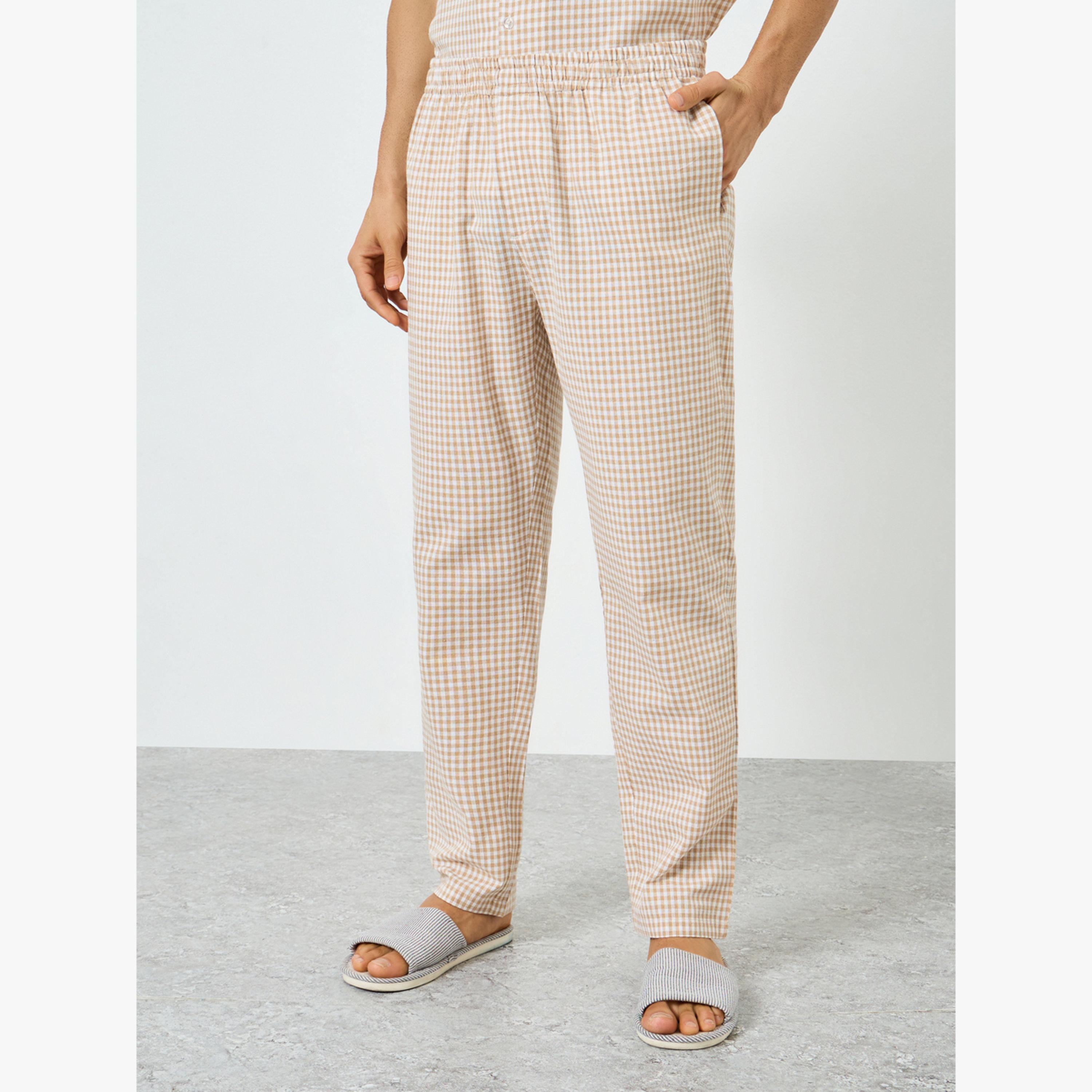 Styli Men Checkered Relaxed Fit Cotton Shirt and Pyjama Set-men-clothing-nightwear-sets-image-4