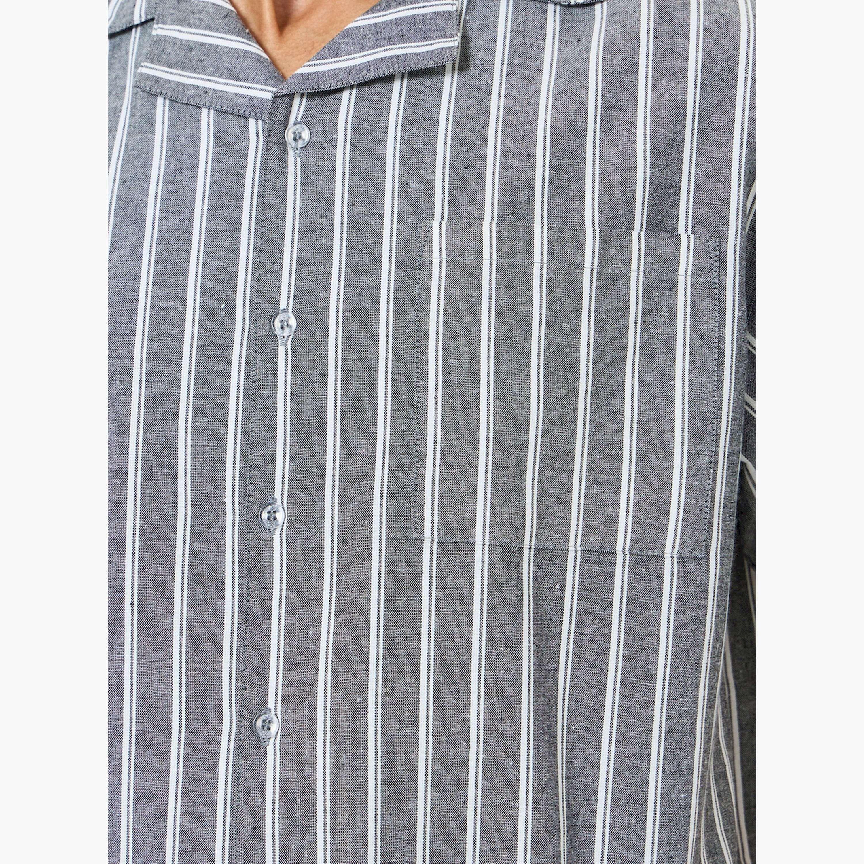 Styli Relaxed Striped Short sleeve Shirt and Pyjama Set-men-clothing-nightwear-sets-image-5