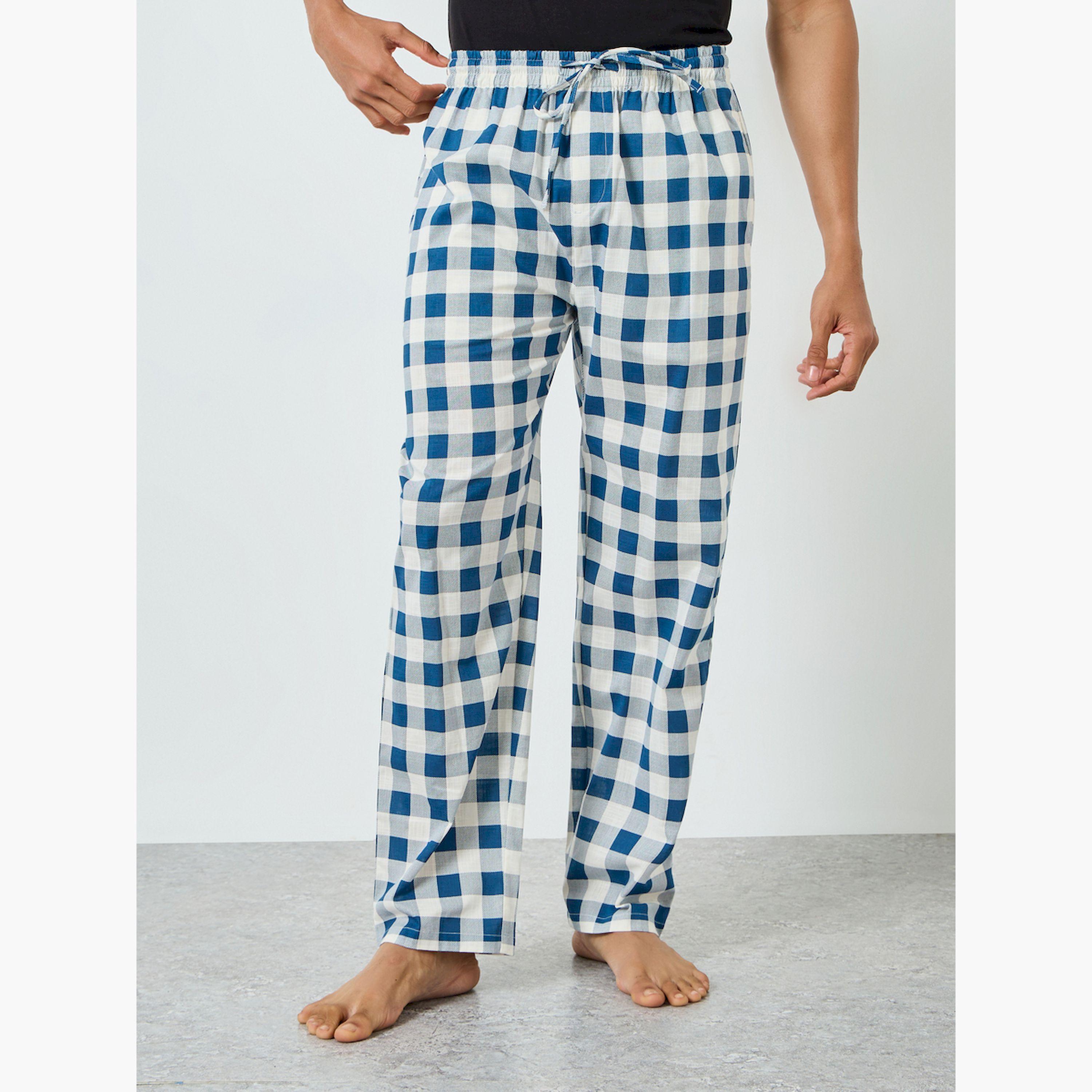 Styli Men Black Printed T-Shirt and Checked Pyjama-men-clothing-nightwear-sets-image-4
