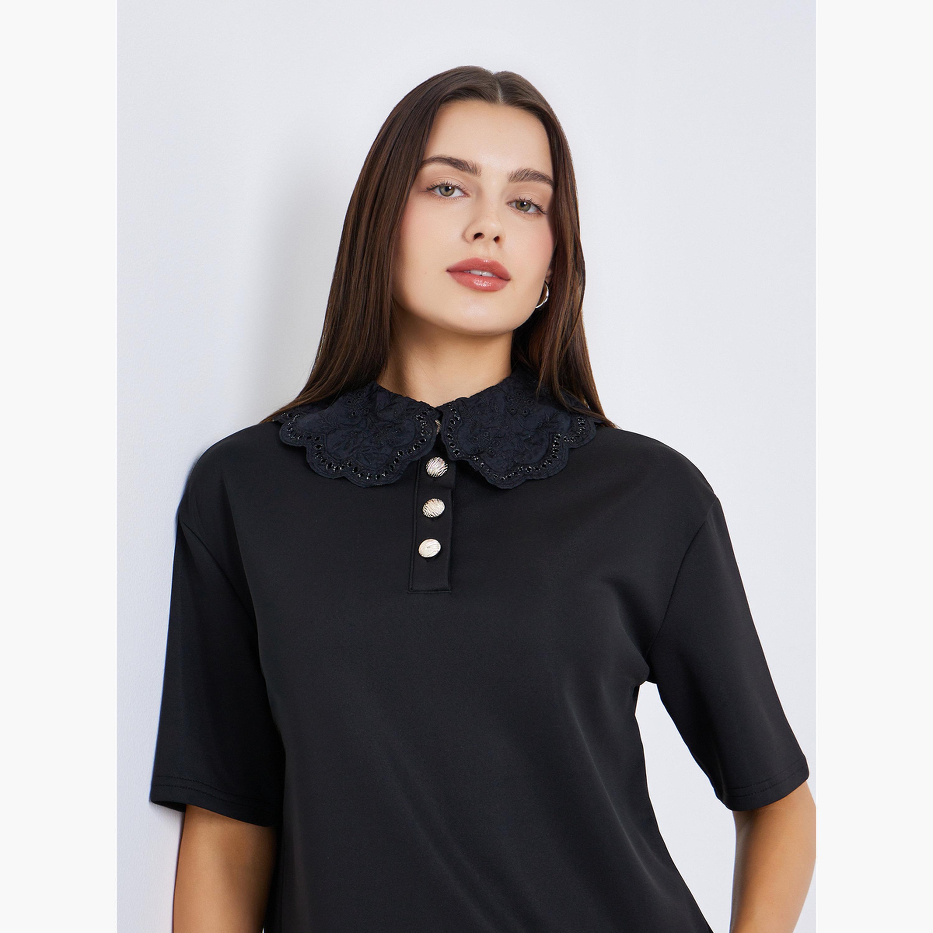 تيشيرت بولو بياقة دانتيل-women-clothing-tshirts-image-3