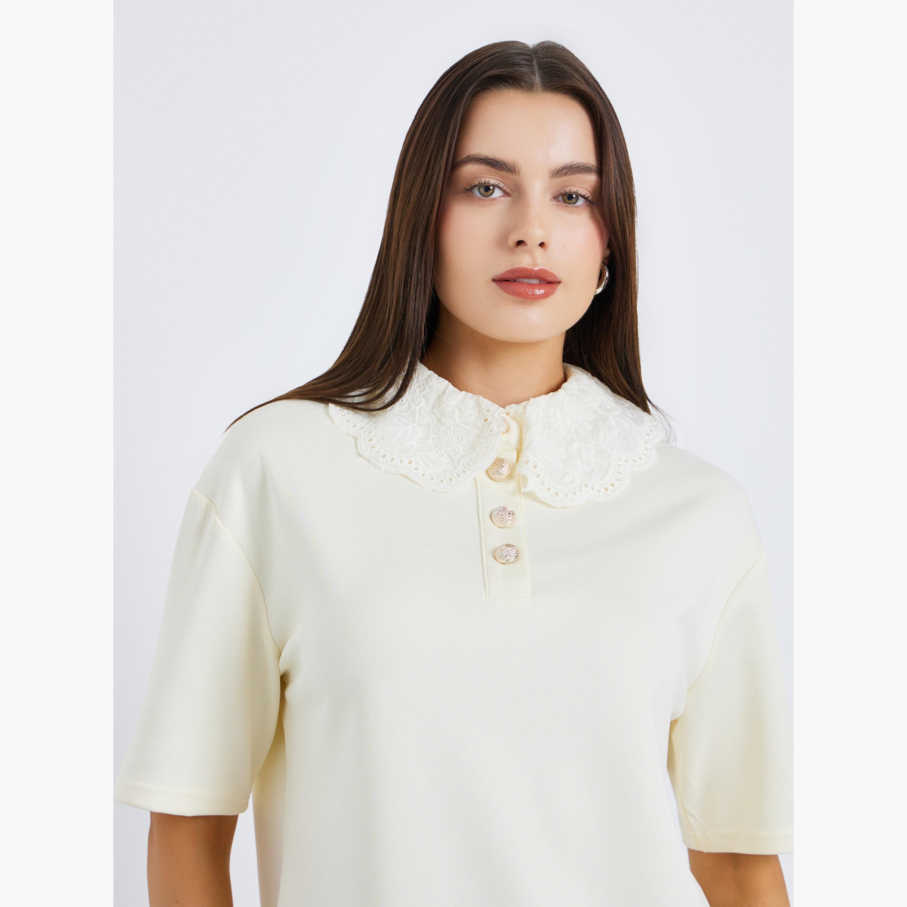 تيشيرت بولو بياقة دانتيل-women-clothing-tshirts-image-3