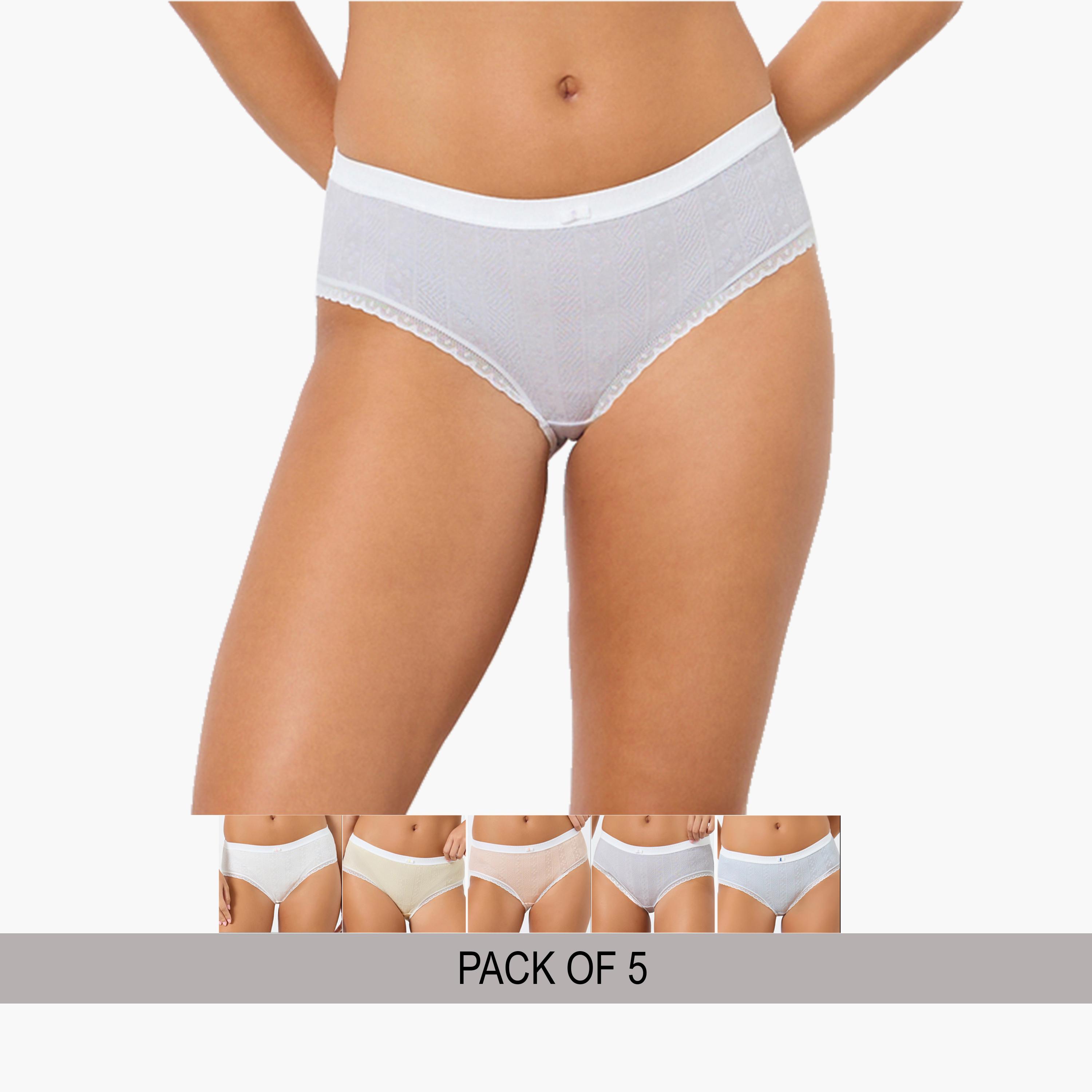 Styli Pack of 5 - Jacquard Hipster Brief with Bow Detail-women-clothing-lingerie-panties-image-1