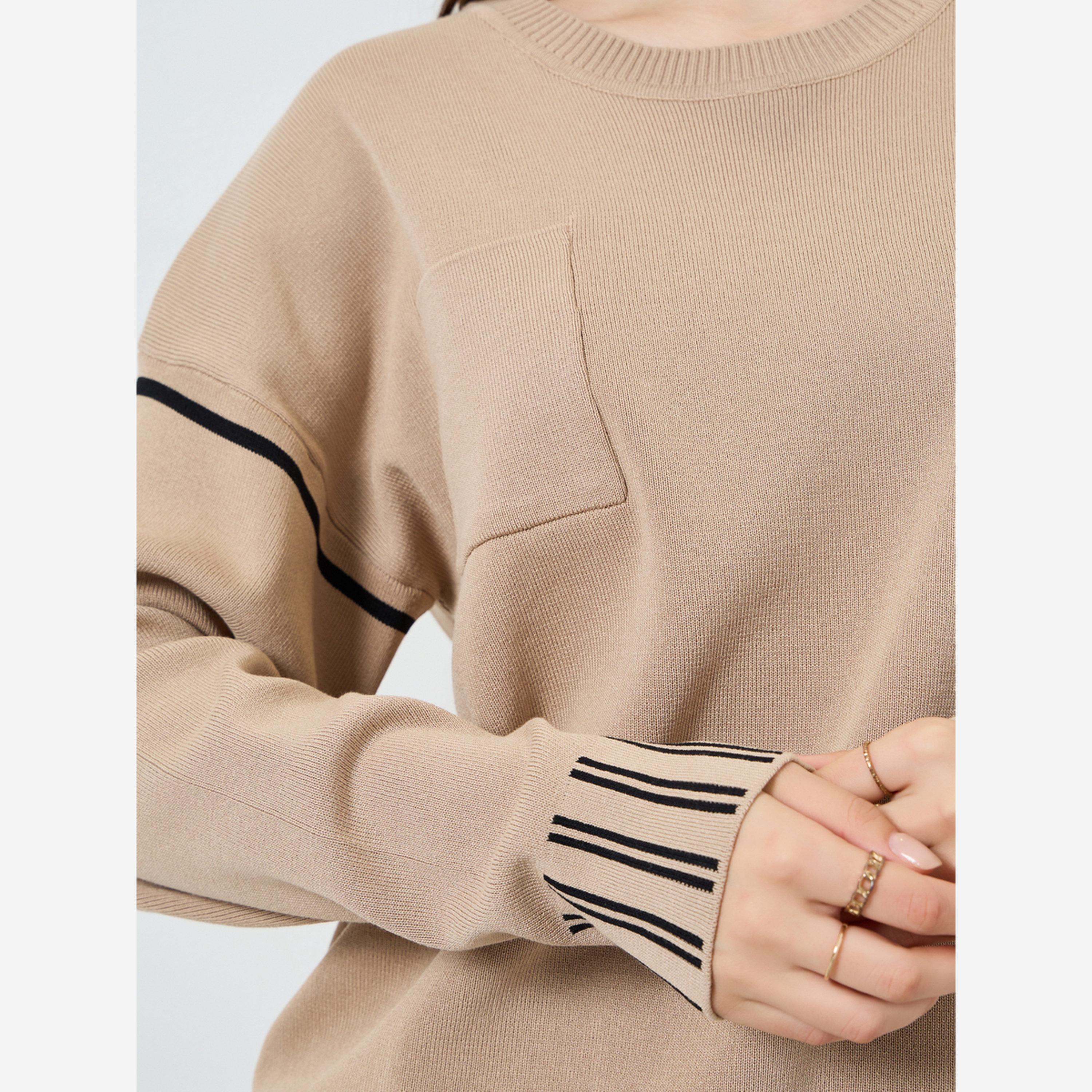 Styli Crew Neck Drop Shoulder Sweater and Loose Fit Pants Set-women-clothing-coordsets-image-4