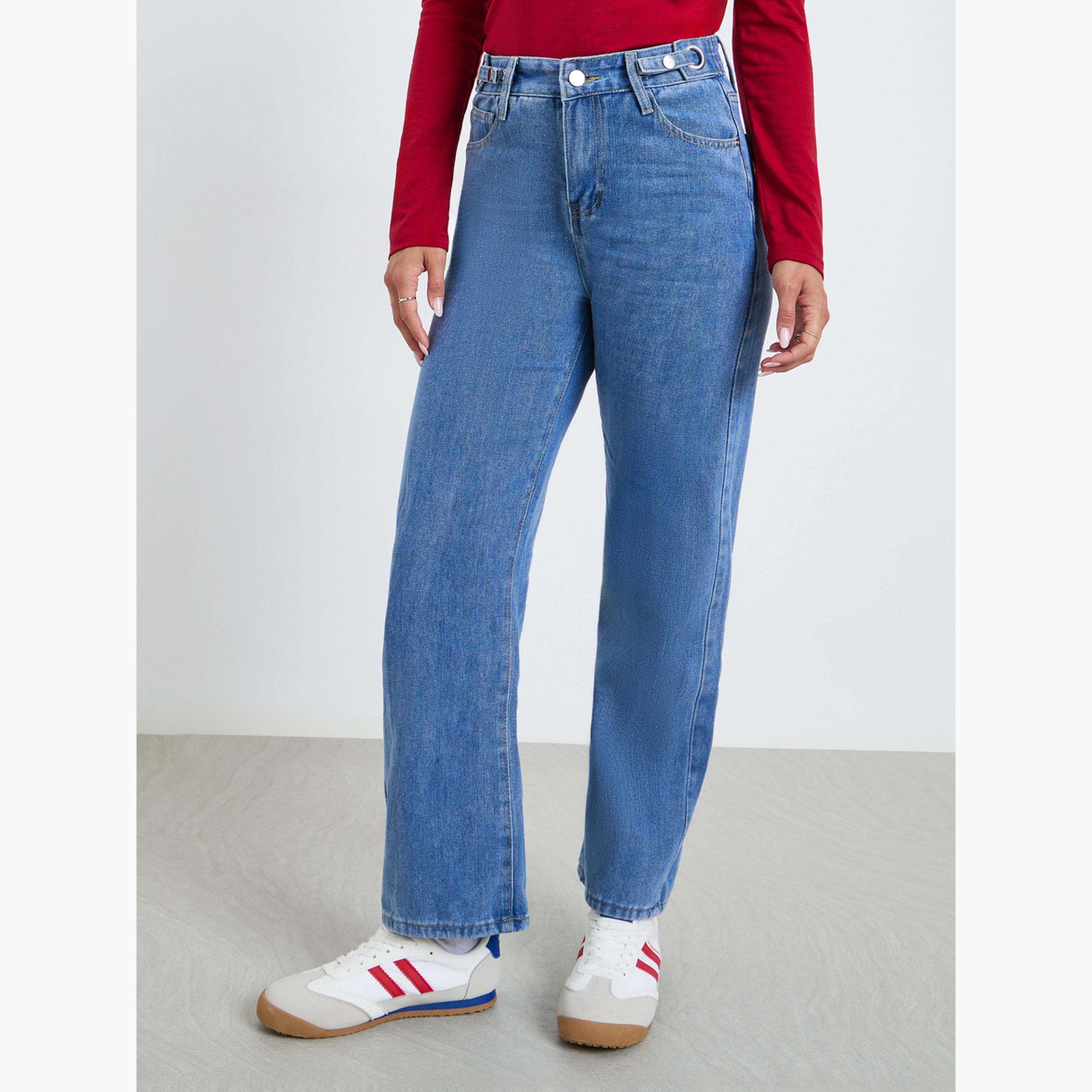 جينز بقصة فضفاضة بخصر متوسط-women-clothing-bottoms-jeans-image-1