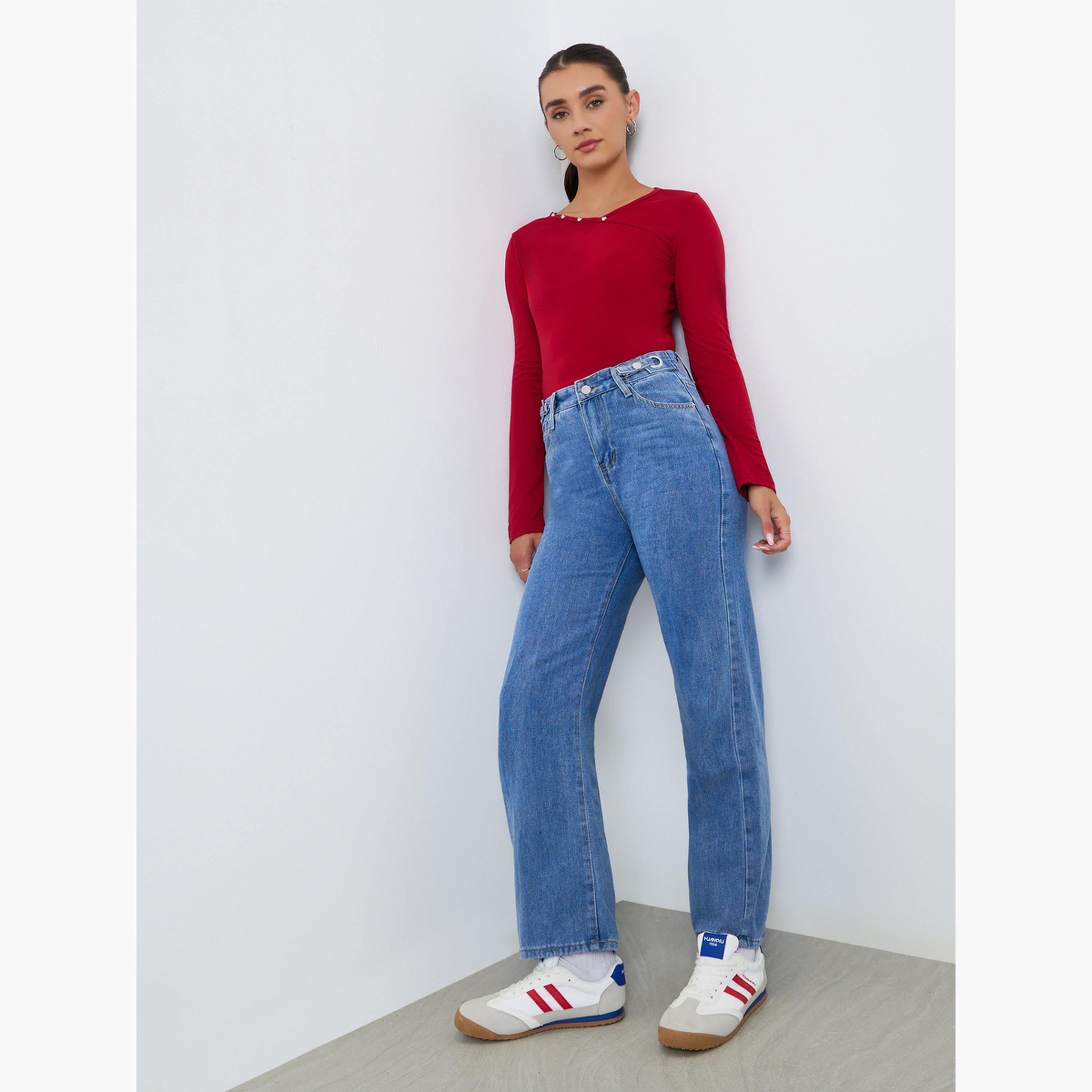 جينز بقصة فضفاضة بخصر متوسط-women-clothing-bottoms-jeans-image-2
