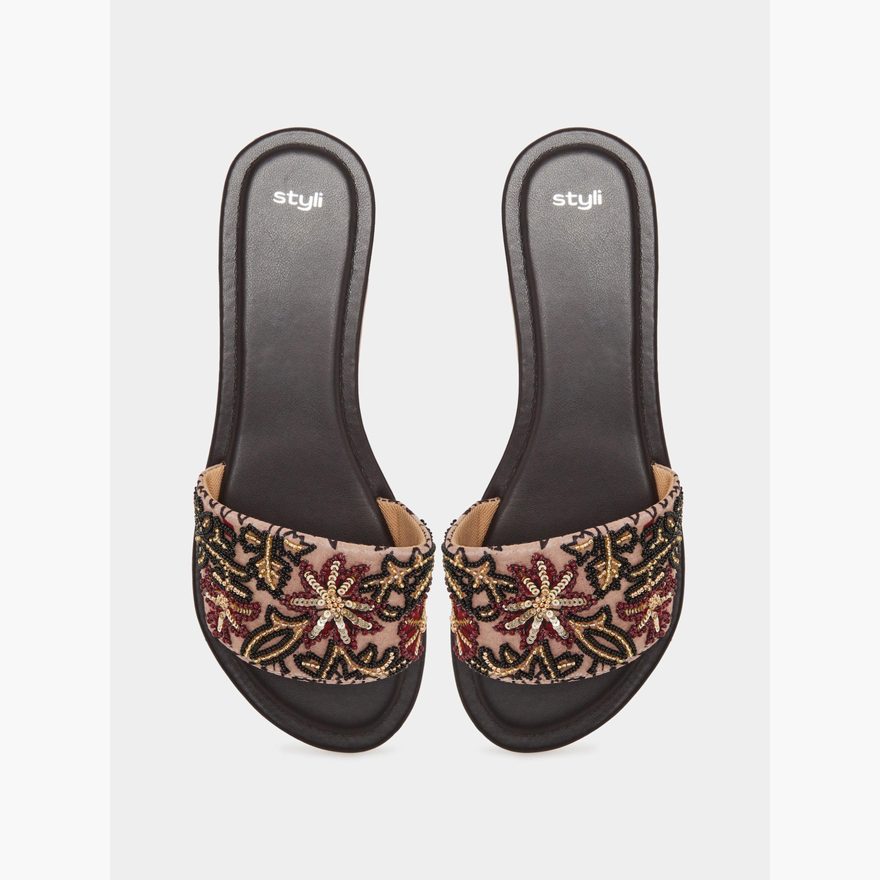 صندل فلات منمق-women-shoes-sandals-flats-image-5