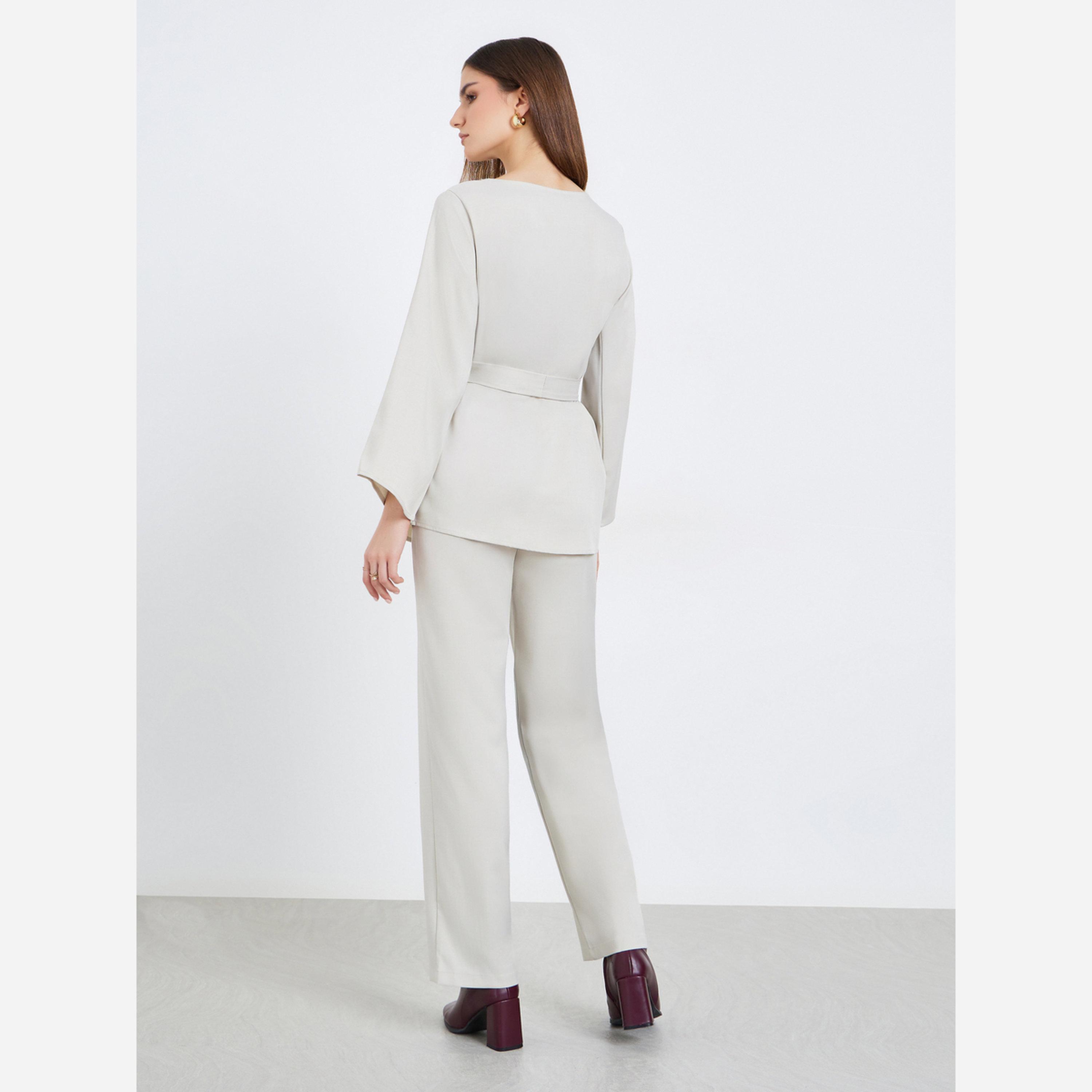 ستايلي - طقم نسائي بلوزة طويلة وبنطال واسع الساقين-women-clothing-coordsets-image-6