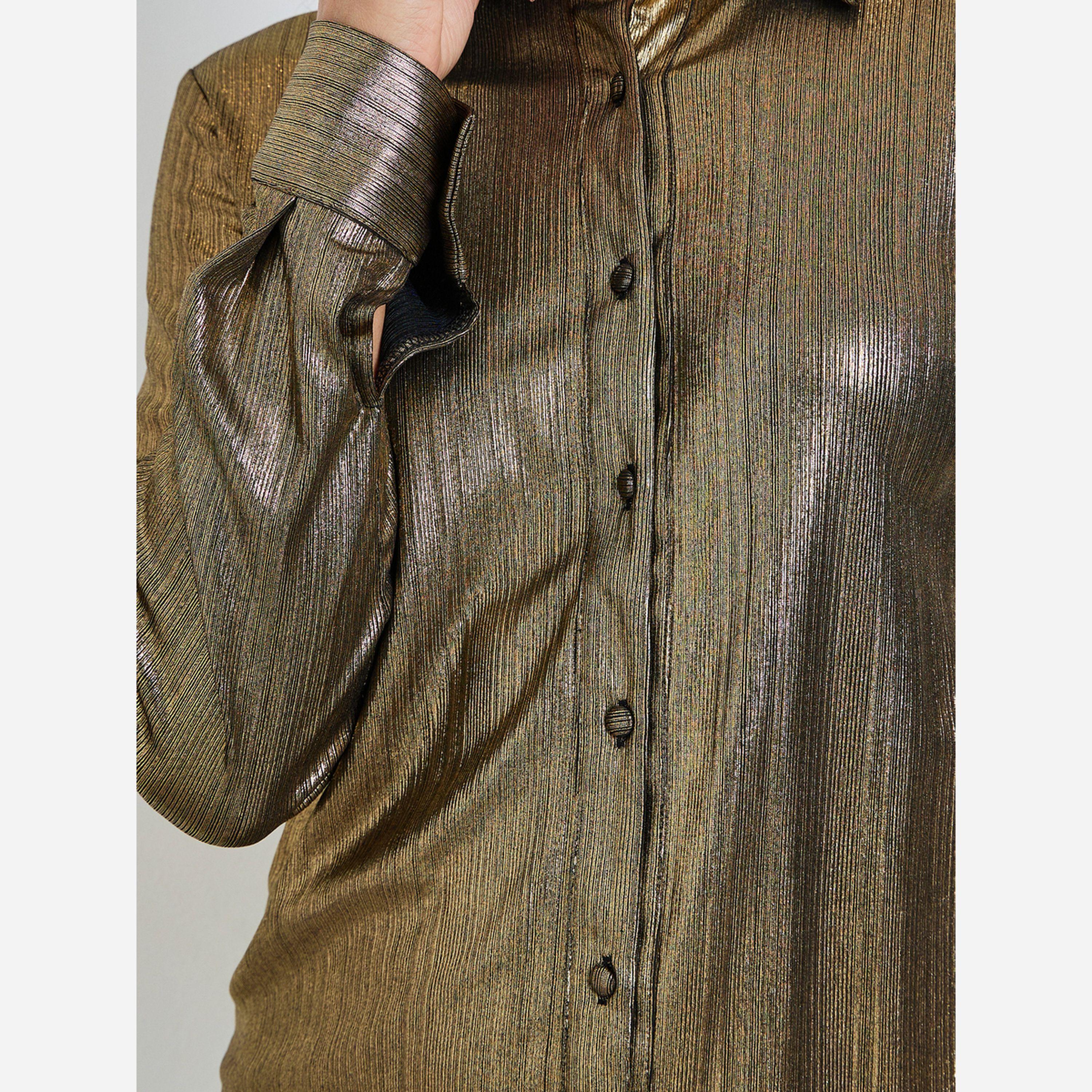ستايلي - قميص نسائي لون ذهبي أكمام طويلة-women-clothing-shirtsandblouses-shirts-image-4