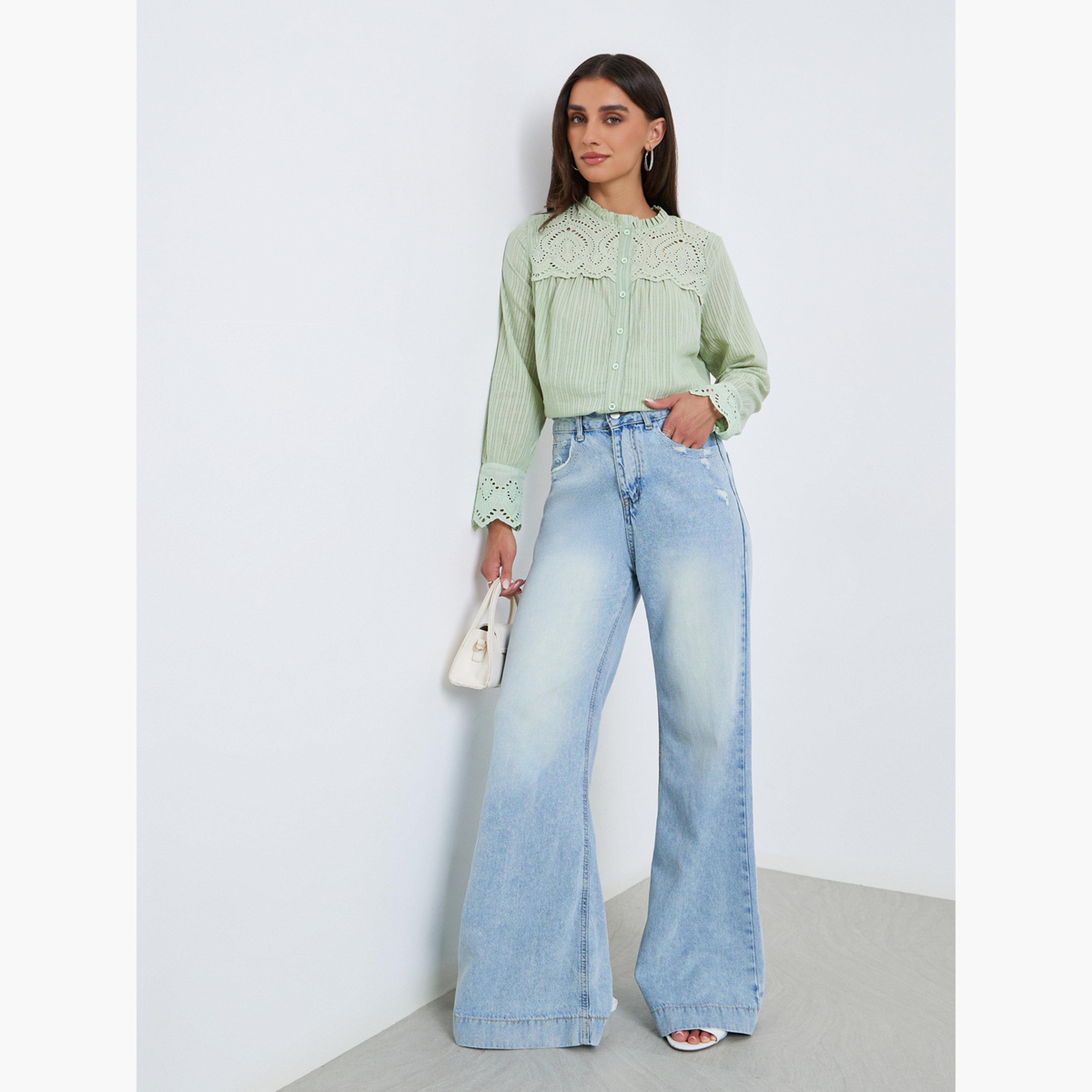 بلوزة بأكمام طويلة وياقة دانتيل-women-clothing-shirtsandblouses-blouses-image-2