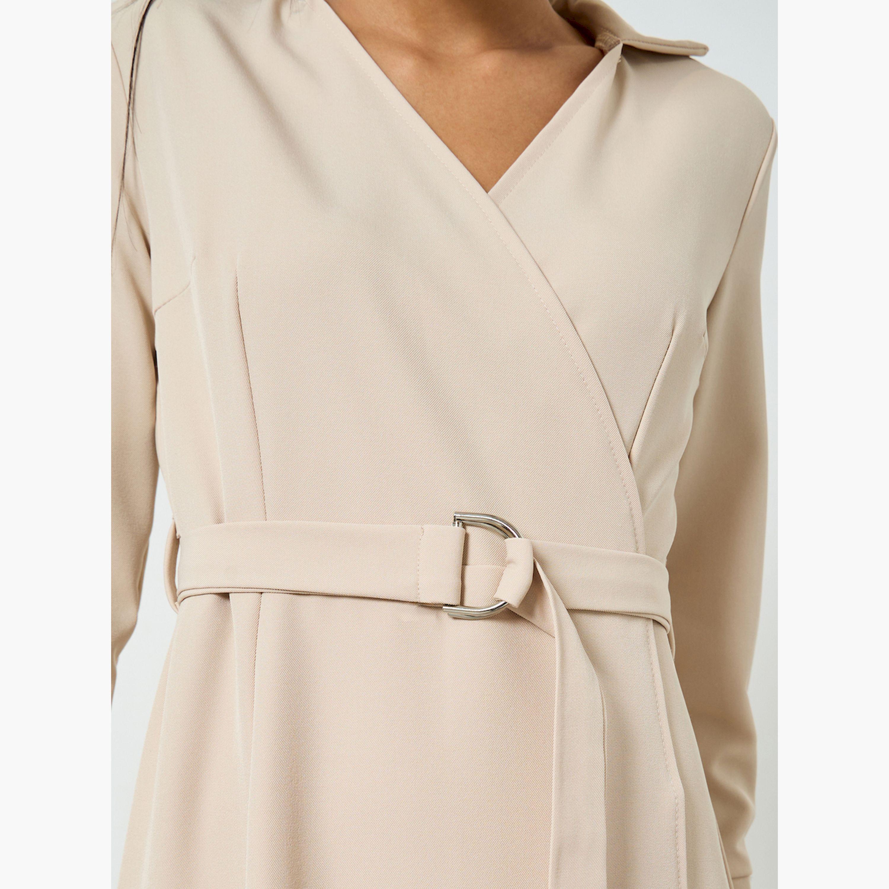 Styli Beige Long Sleeves Wrap Midi Dress-women-clothing-dresses-image-5