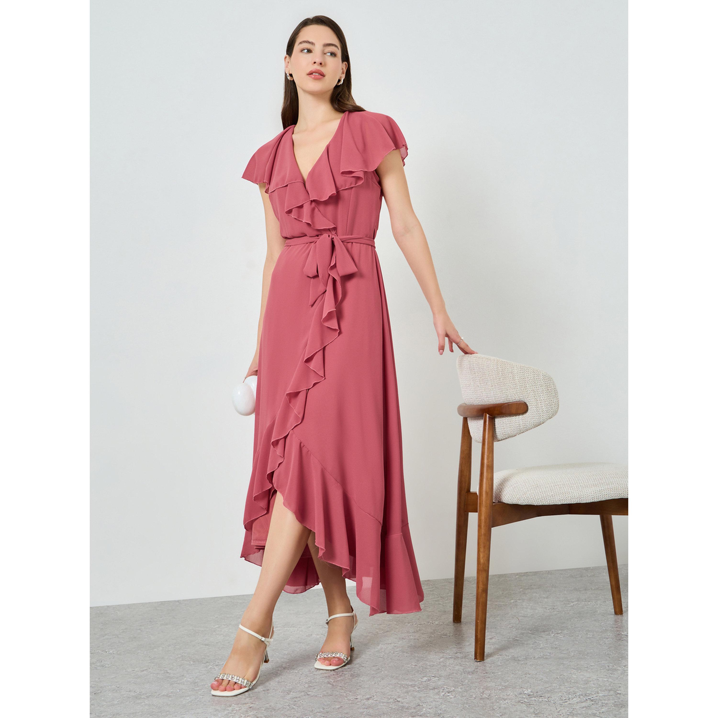 Styli Women Wrap Front Ruffle Maxi Dress-women-clothing-dresses-image-1