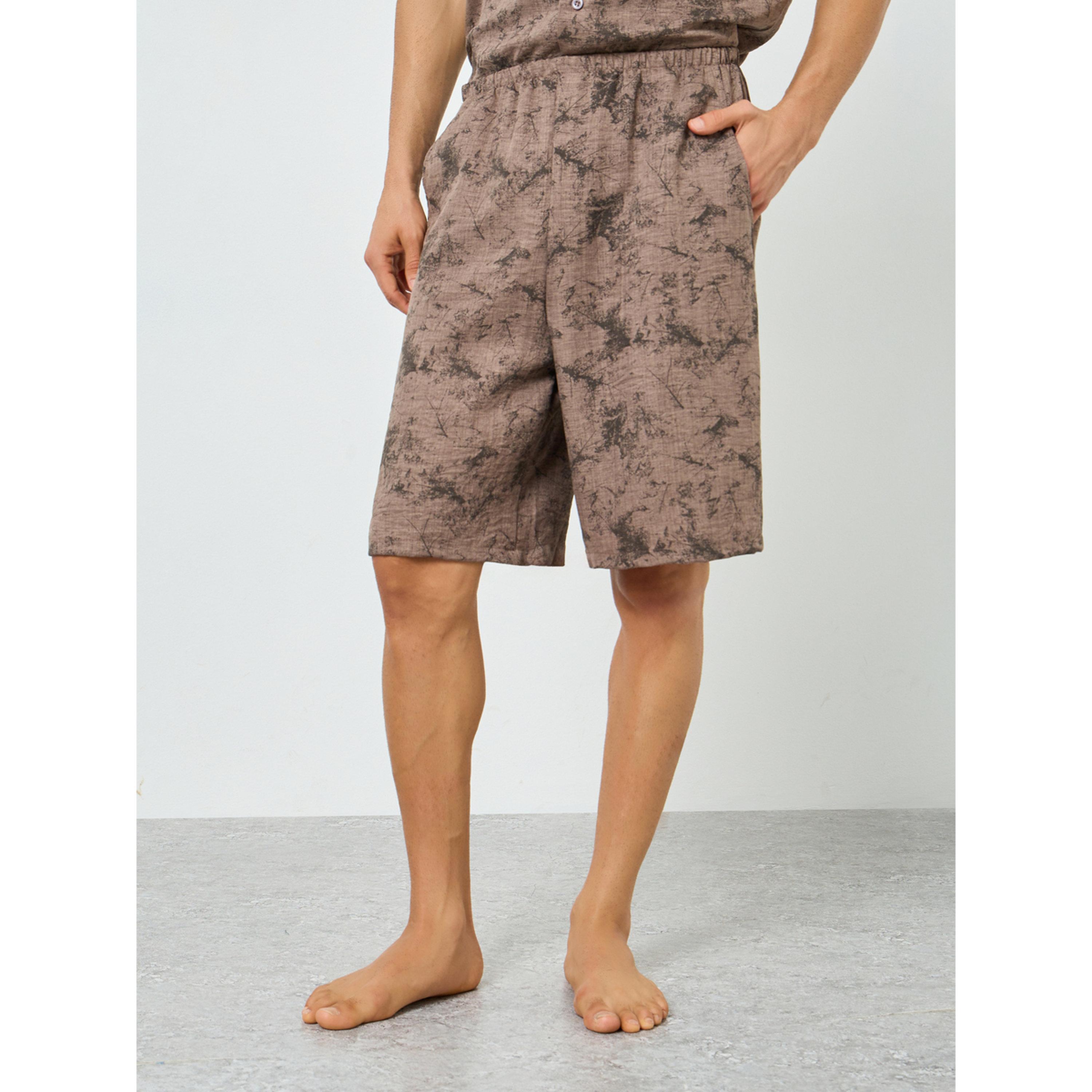 طقم بيجاما قميص وأزرار وشورت مطبوع للرجال-men-clothing-nightwear-sets-image-4