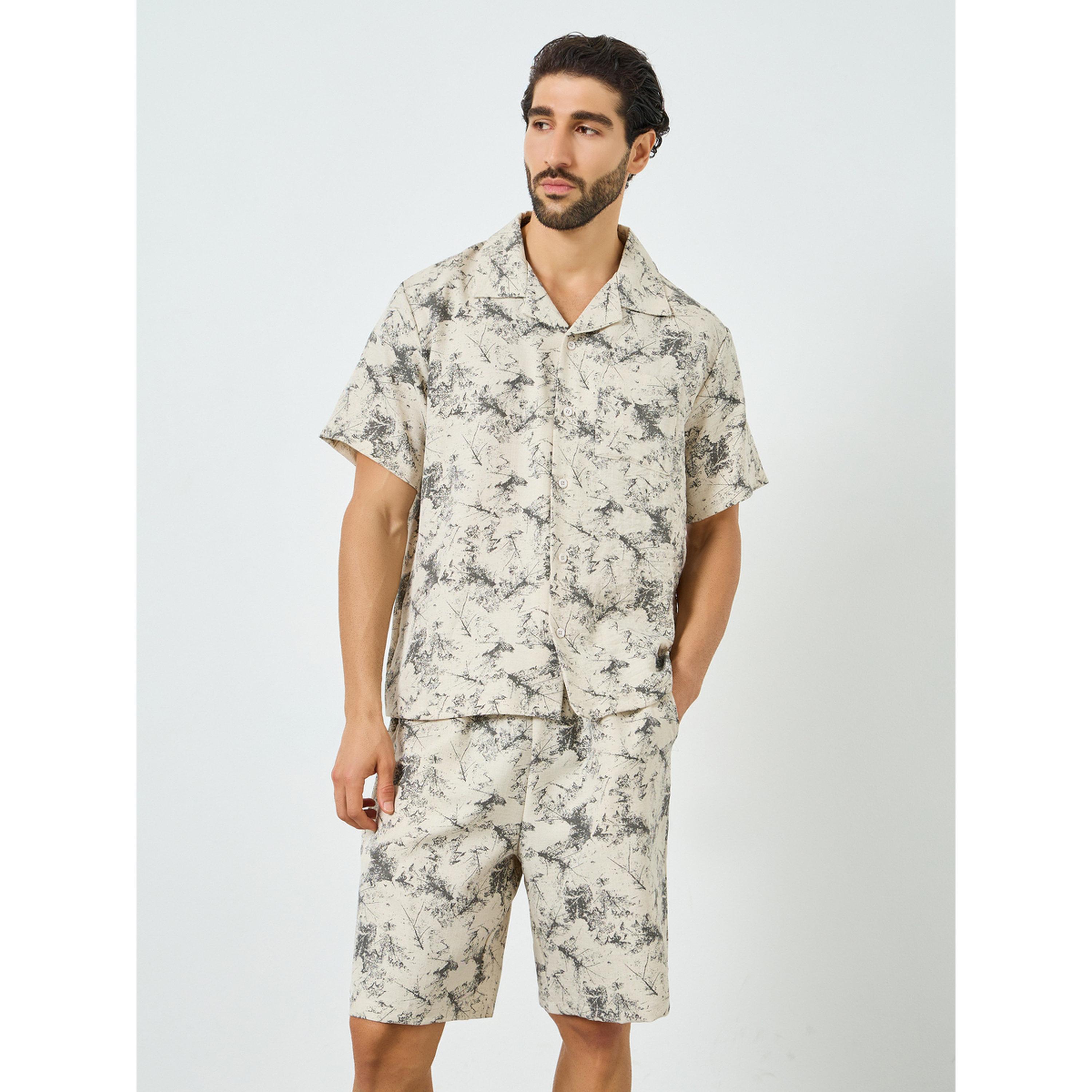 Styli Men Printed Buttoned Shirt and Shorts Pyjama Set-men-clothing-nightwear-sets-image-1