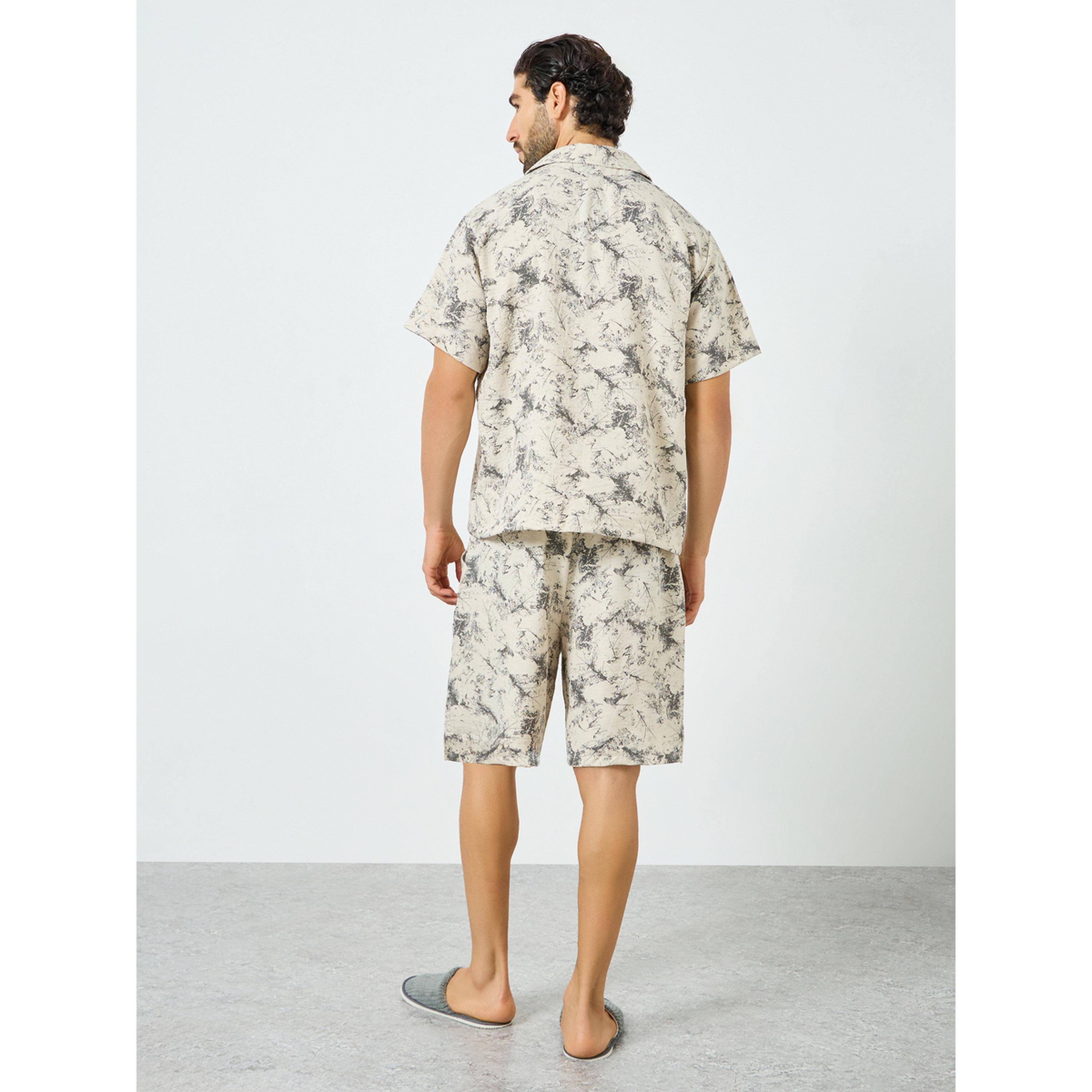 Styli Men Printed Buttoned Shirt and Shorts Pyjama Set-men-clothing-nightwear-sets-image-3