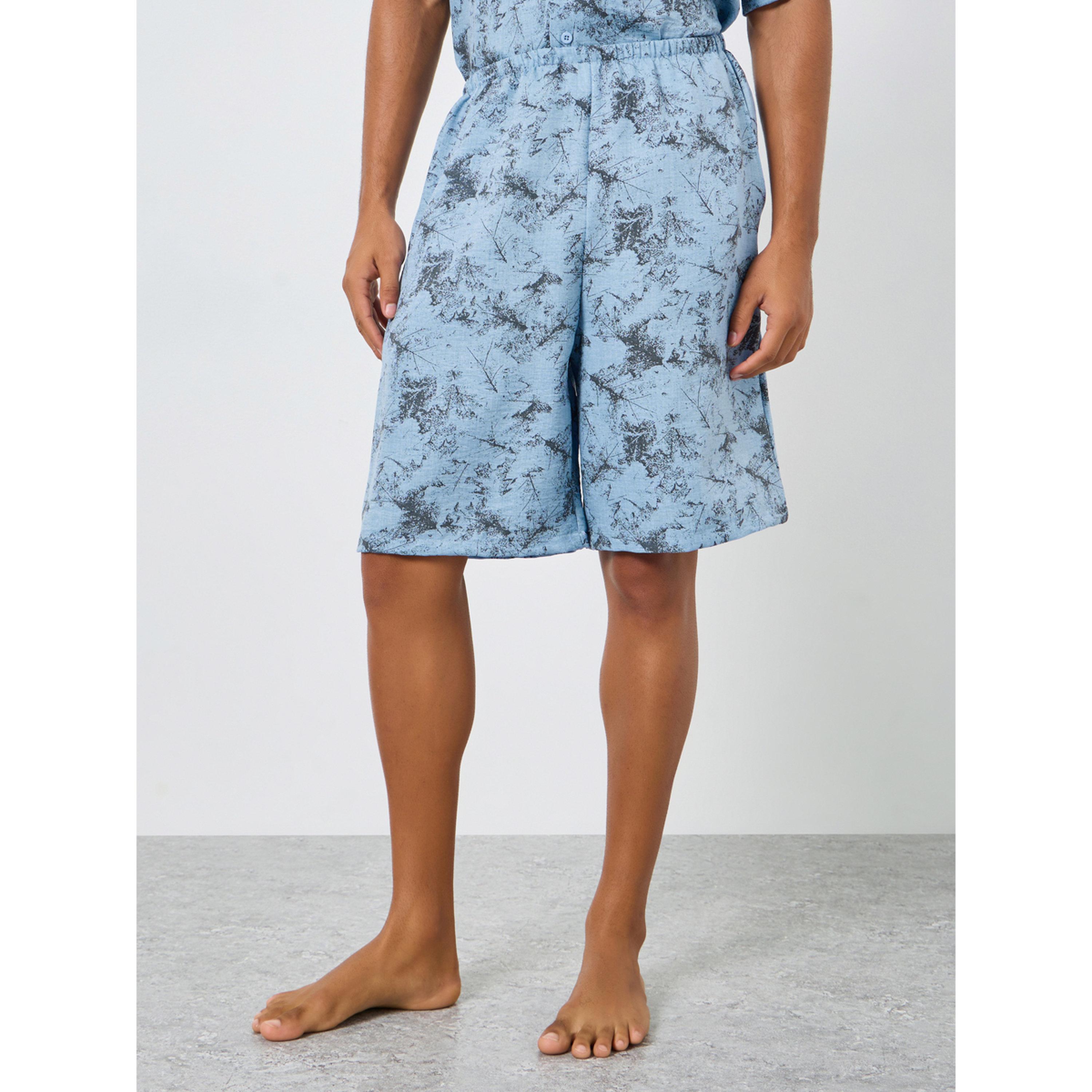 Styli Men Blue Printed Shirt and Pyjama Set-men-clothing-nightwear-sets-image-4
