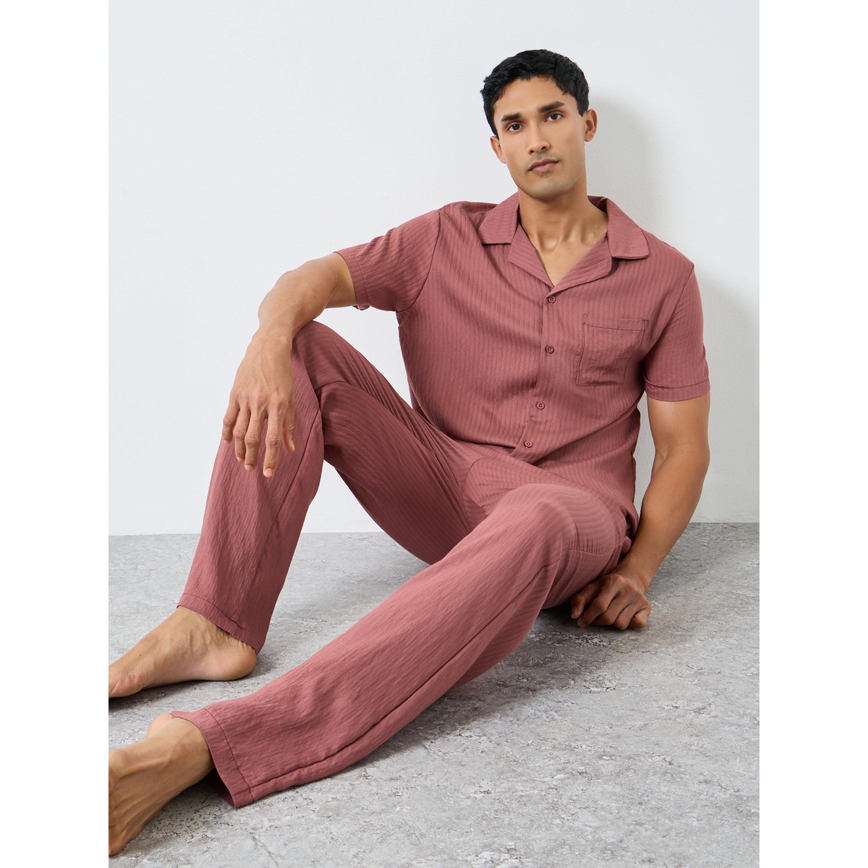 Styli Men Relaxed Fit Short Sleeve Shirt and Pyjama Set-men-clothing-nightwear-sets-image-2