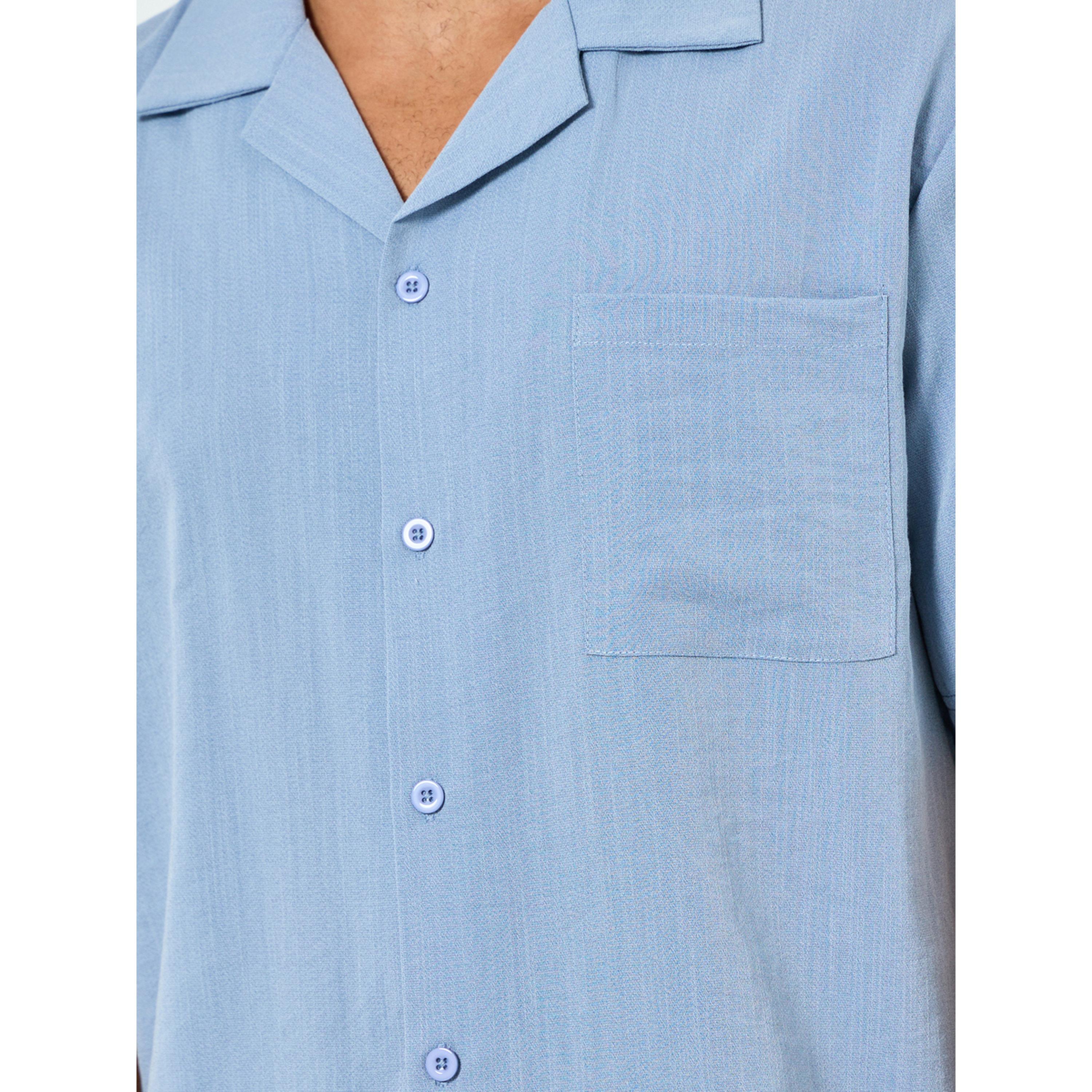 طقم بيجاما من بنطال بقصة مريحة وقميص بأزرار للرجال-men-clothing-nightwear-sets-image-4