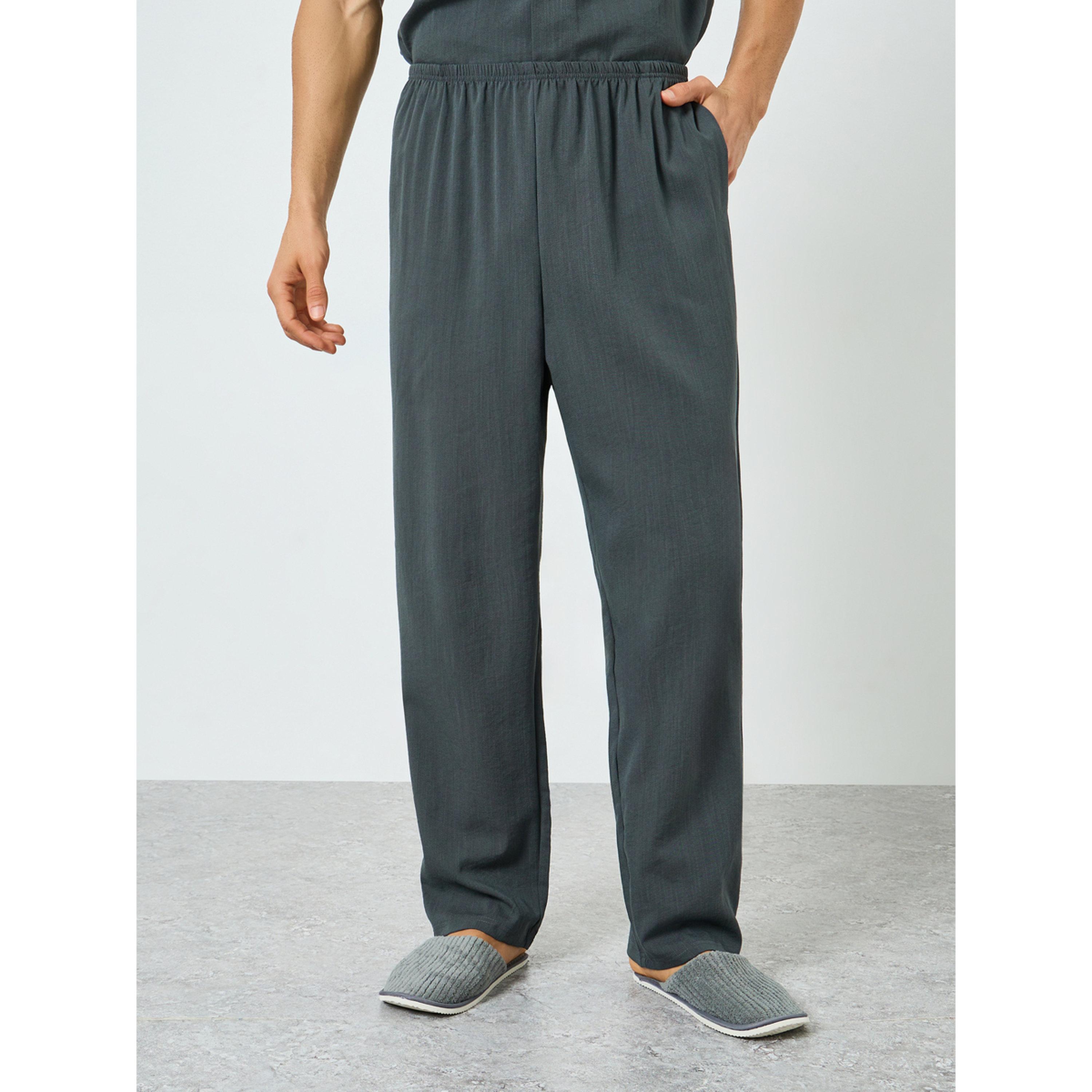 Styli Men Charcoal Buttoned Shirt and Pyjama Set-men-clothing-nightwear-sets-image-5